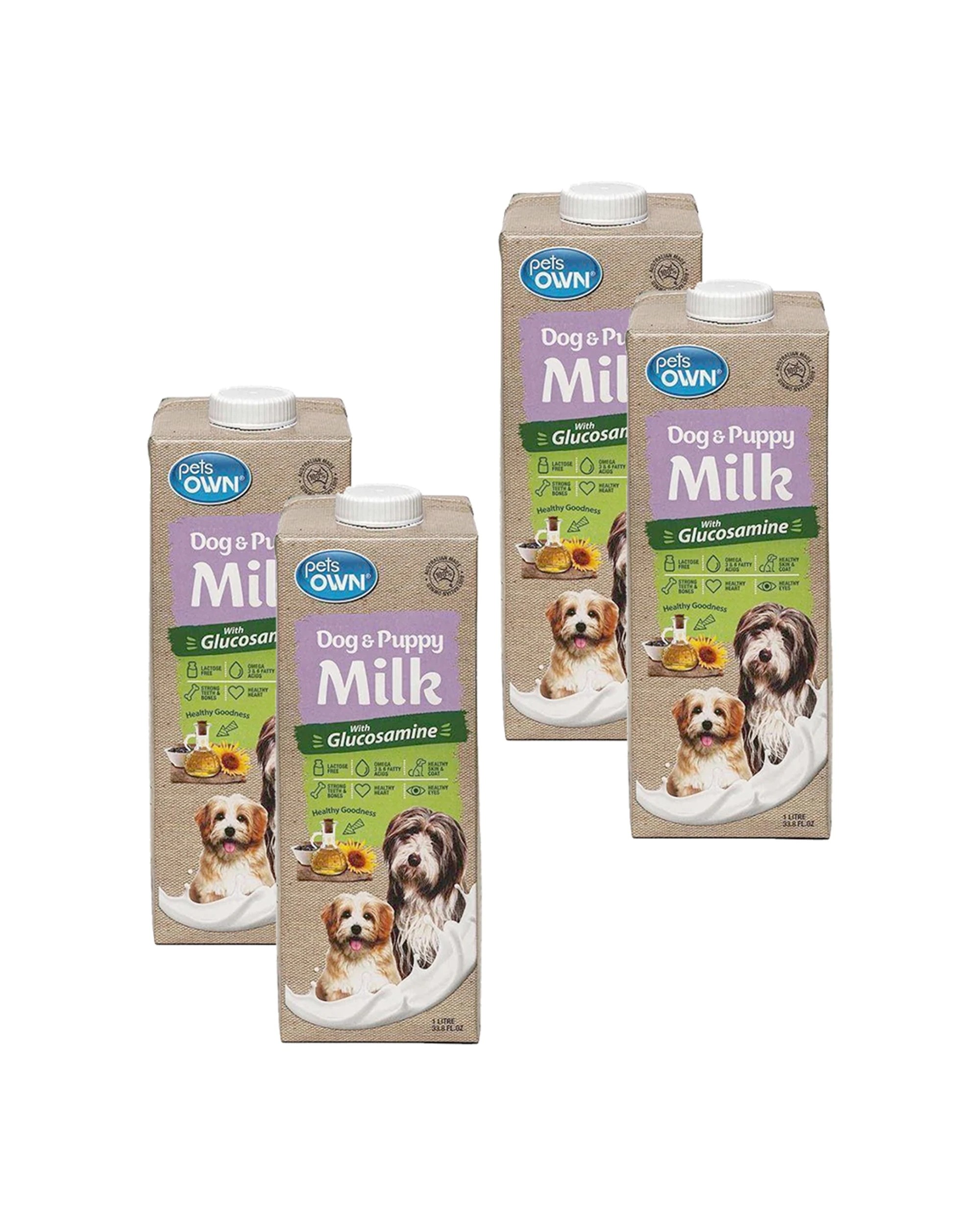 1 Pets Own Dog And Puppy Milk 4 Pack Lactose Free With Glucosamine 1L - Natural, 1 of 1
