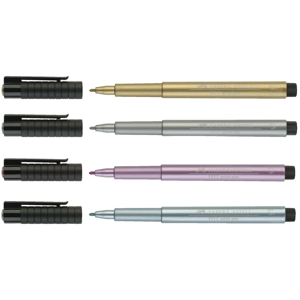 3 Faber-Castell Pitt Artist Pen Metallic 4 Pack, 3 of 3
