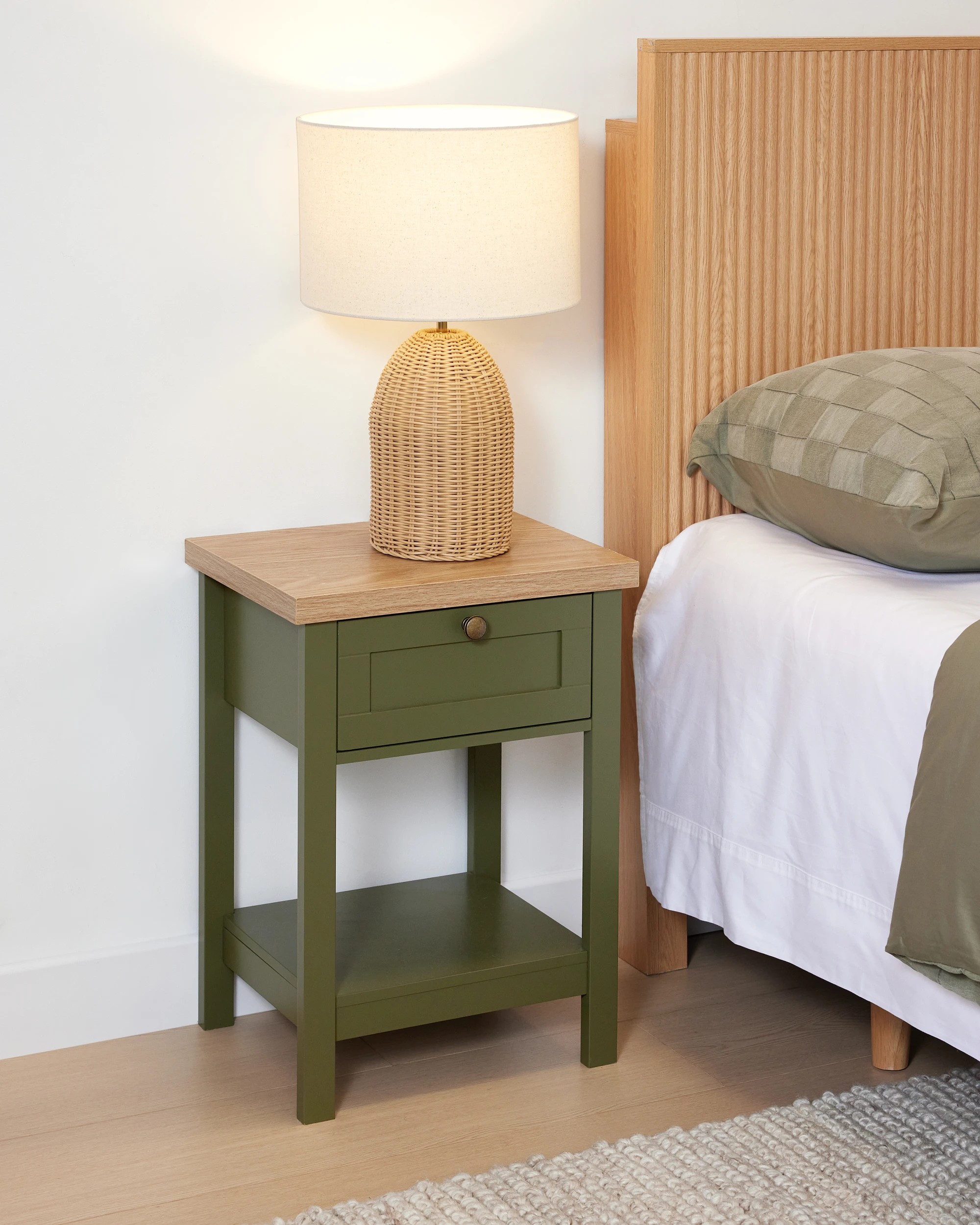 1 Oliver Bedside Table - Olive Green, 1 of 9