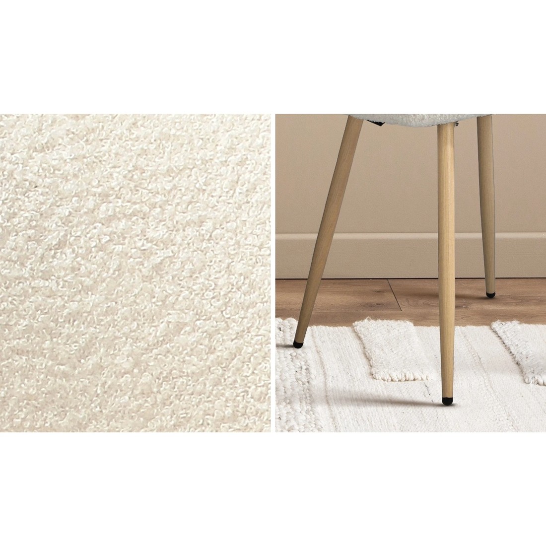 4 Oikiture 4pcs Dining Chairs Sherpa Accent Chair Timber-look Legs
 - White, 4 of 10