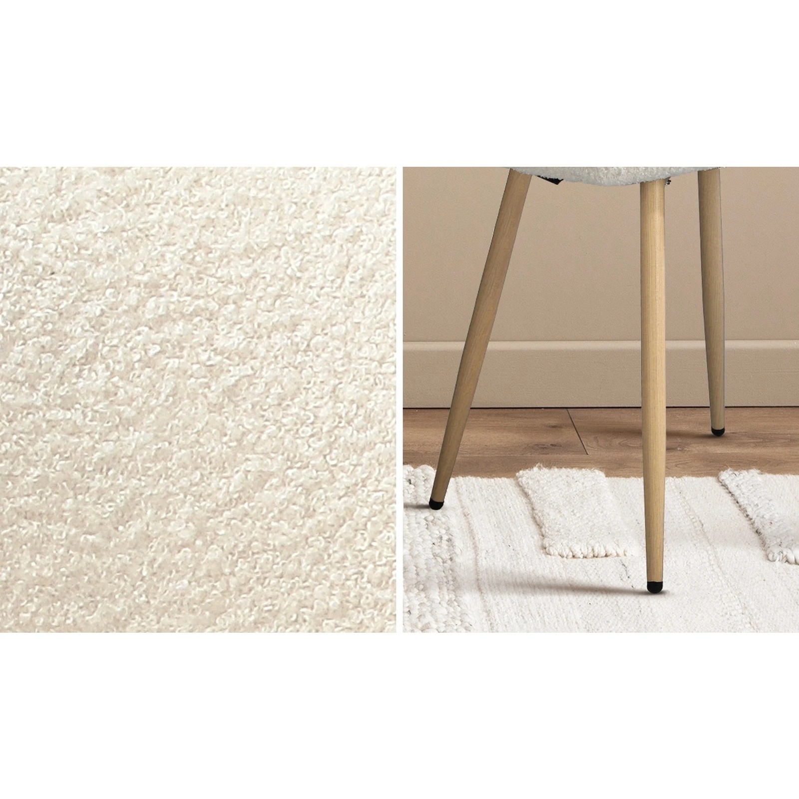 4 Oikiture 4pcs Dining Chairs Sherpa Accent Chair Timber-look Legs
 - White, 4 of 10