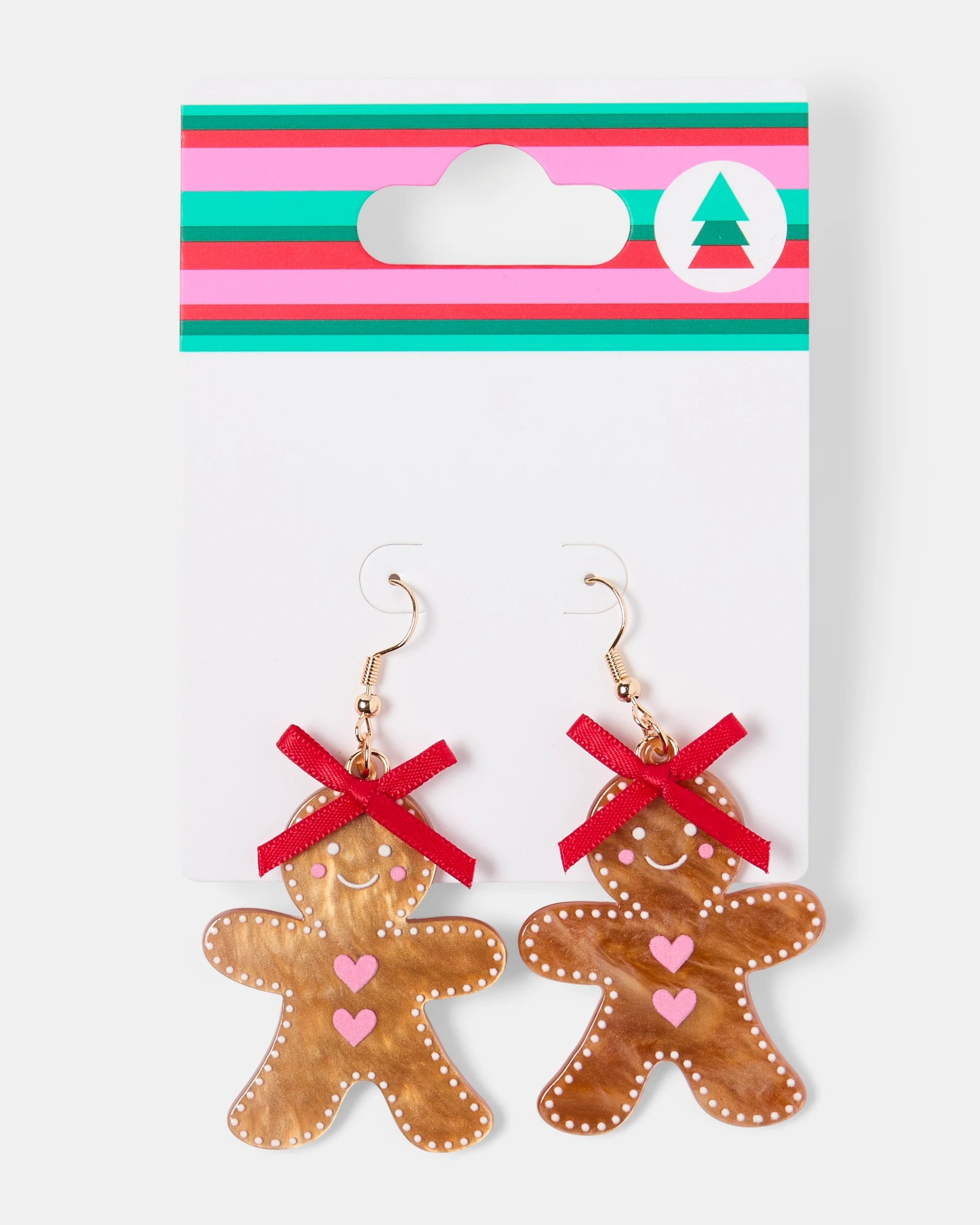 4 Christmas Gingerbread Earrings - Gold Tone and Brown, 4 of 4