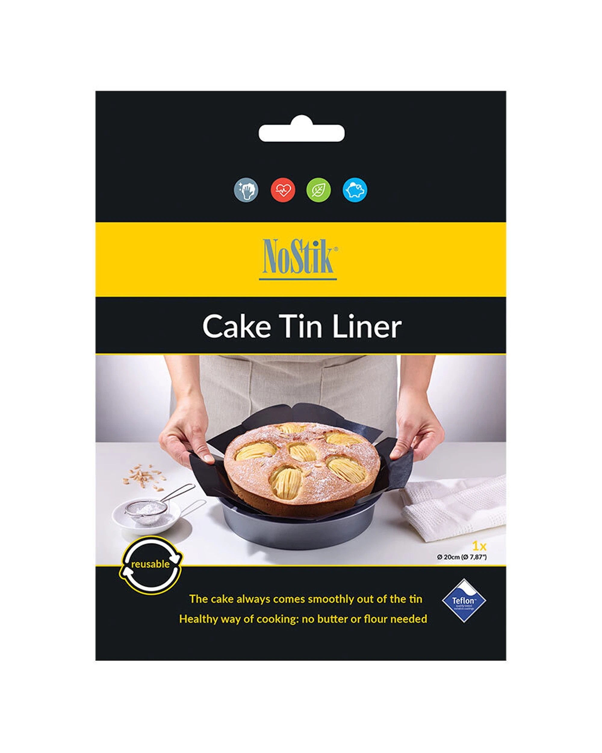 3 Nostik Reusable Non-stick Cake Tin Liner 20cm Heat Resistant Easy Release - Black, 3 of 3