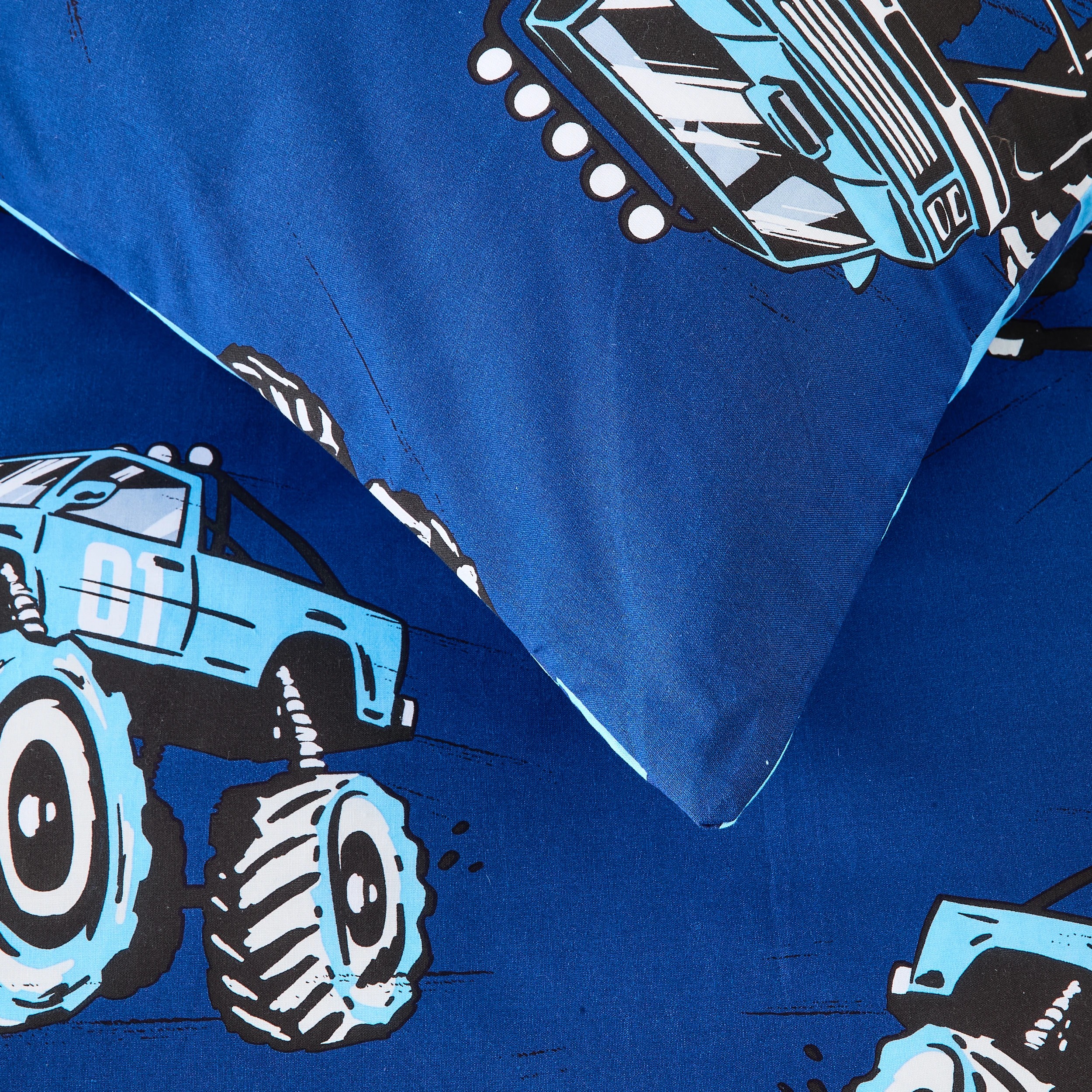 4 Monster Truck Cotton Rich Reversible Quilt Cover Set - Single Bed, 4 of 8