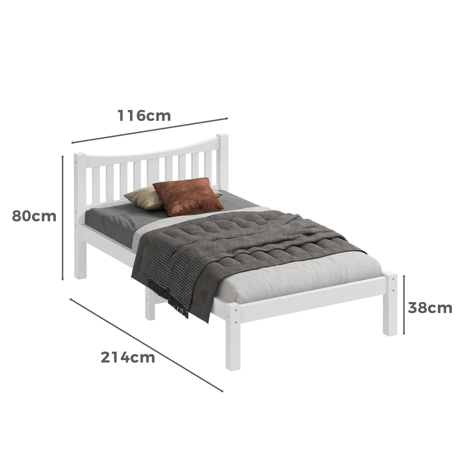 7 Alfordson Bed Frame Wooden King Single Solid Pine Timber Base Cambrie - White, 7 of 10