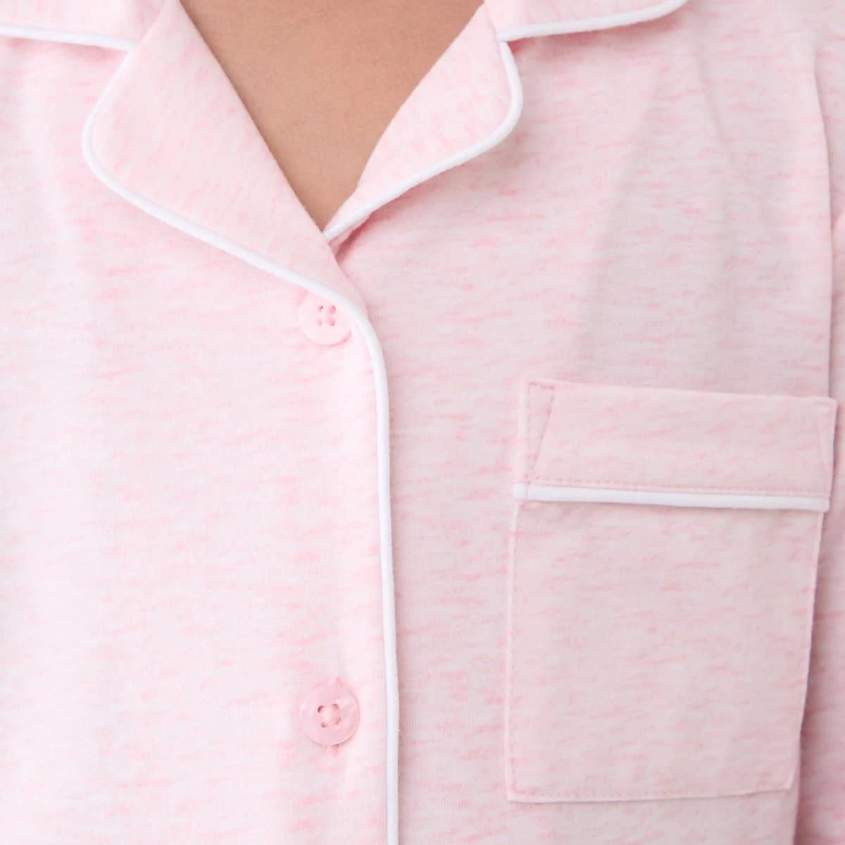 4 Button Through Pyjama Set Pnk Marle, 4 of 6