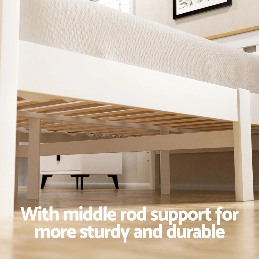 5 Artiss Bed Frame Single Size Wooden Platform With 2 Storage Drawers
 - White, 5 of 8