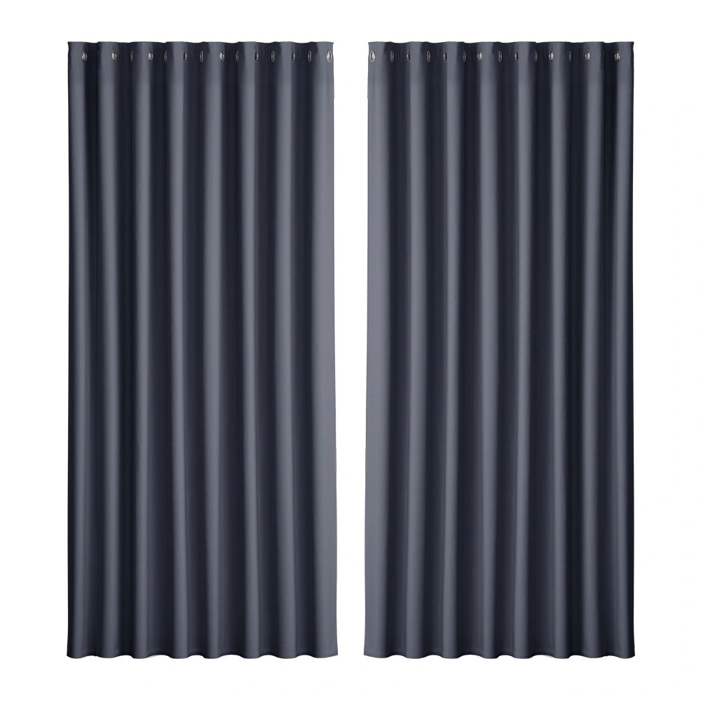 1 Artiss 2X Blockout Curtains Eyelet 300x230cm - Charcoal, 1 of 5
