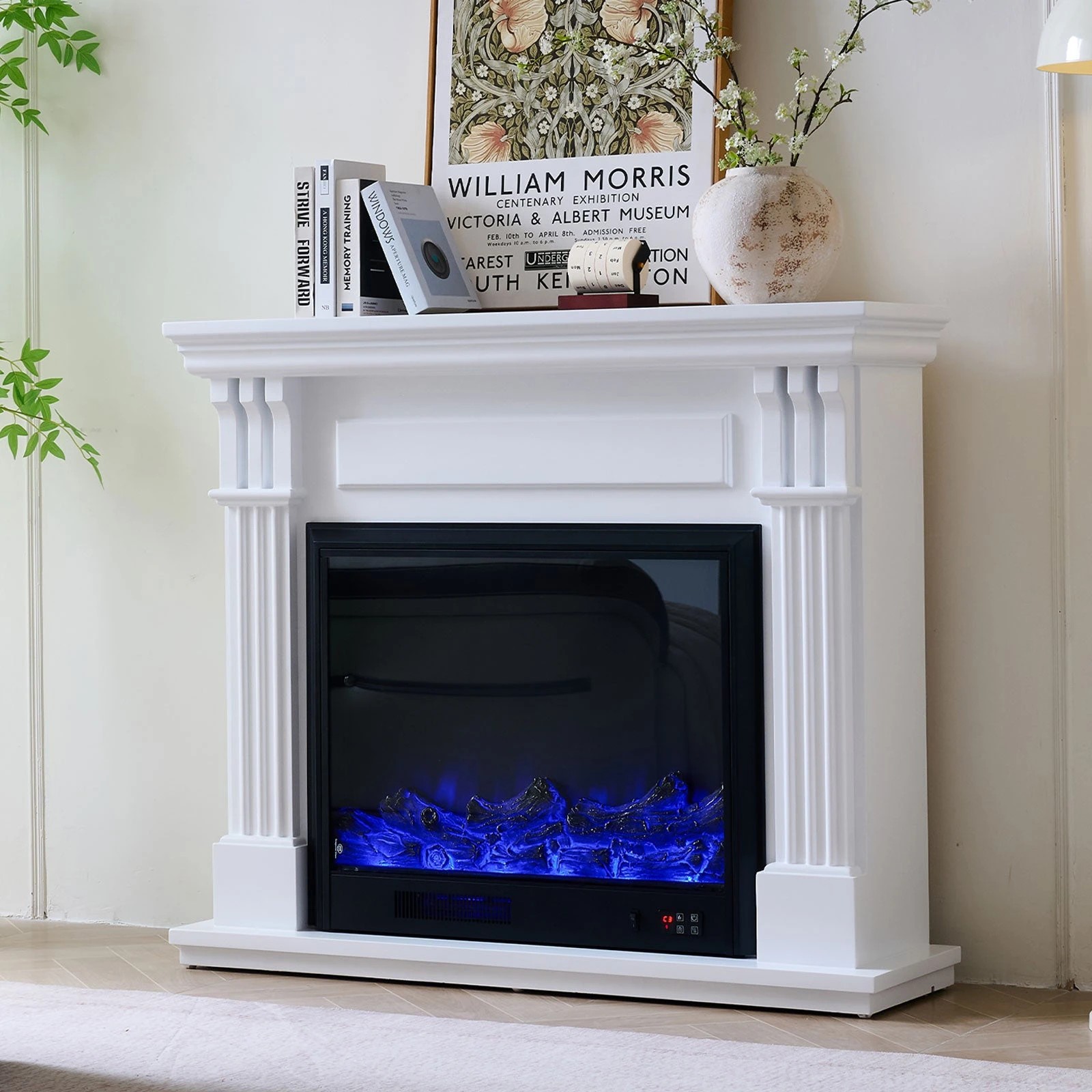 8 Moda Living Belgrave Electric Fireplace Heater White Mantel Suite with Orion Insert - White, 8 of 9