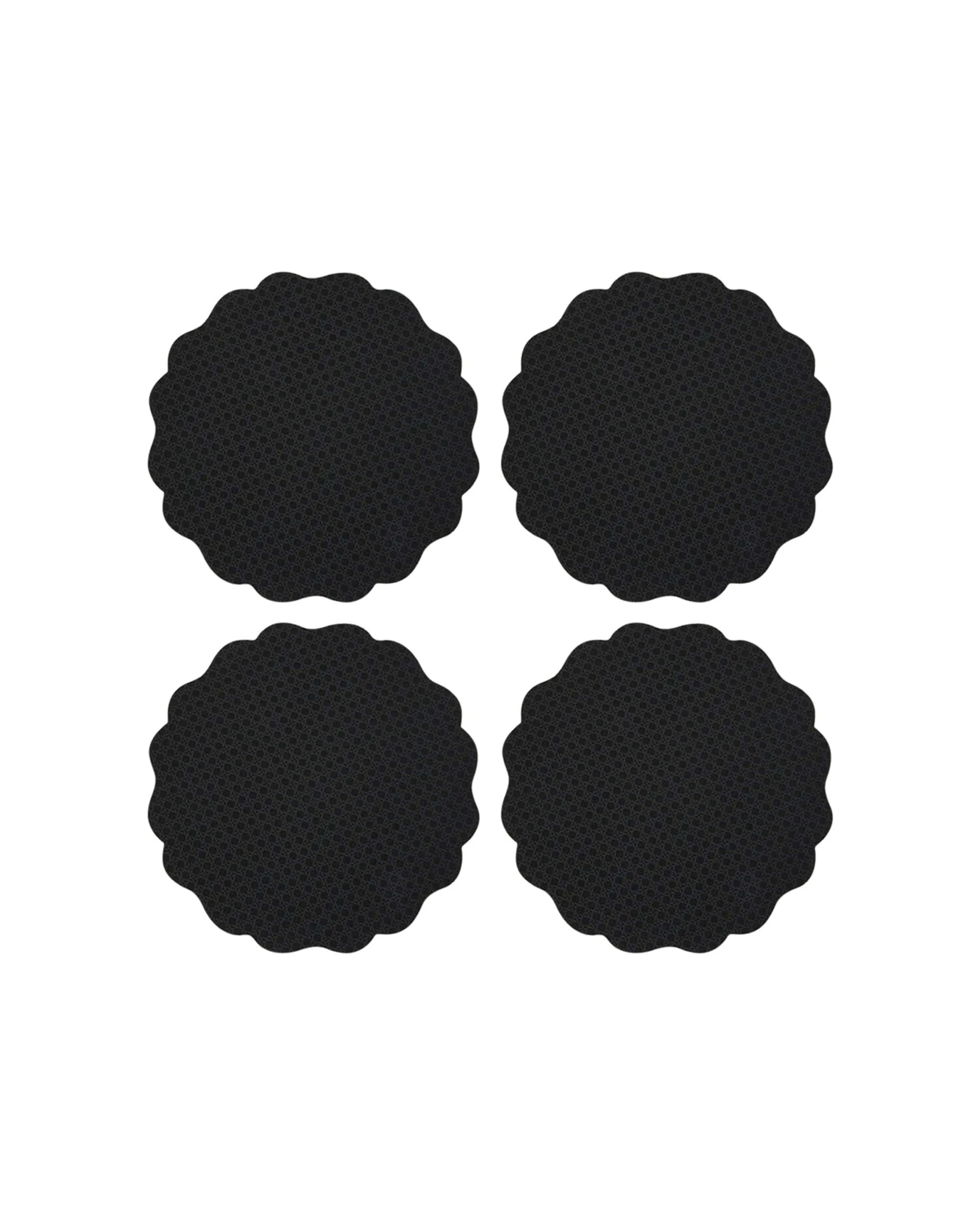 1 Casa Domani 4PK Banda Leather Look Placemat 38cm - Black, 1 of 3