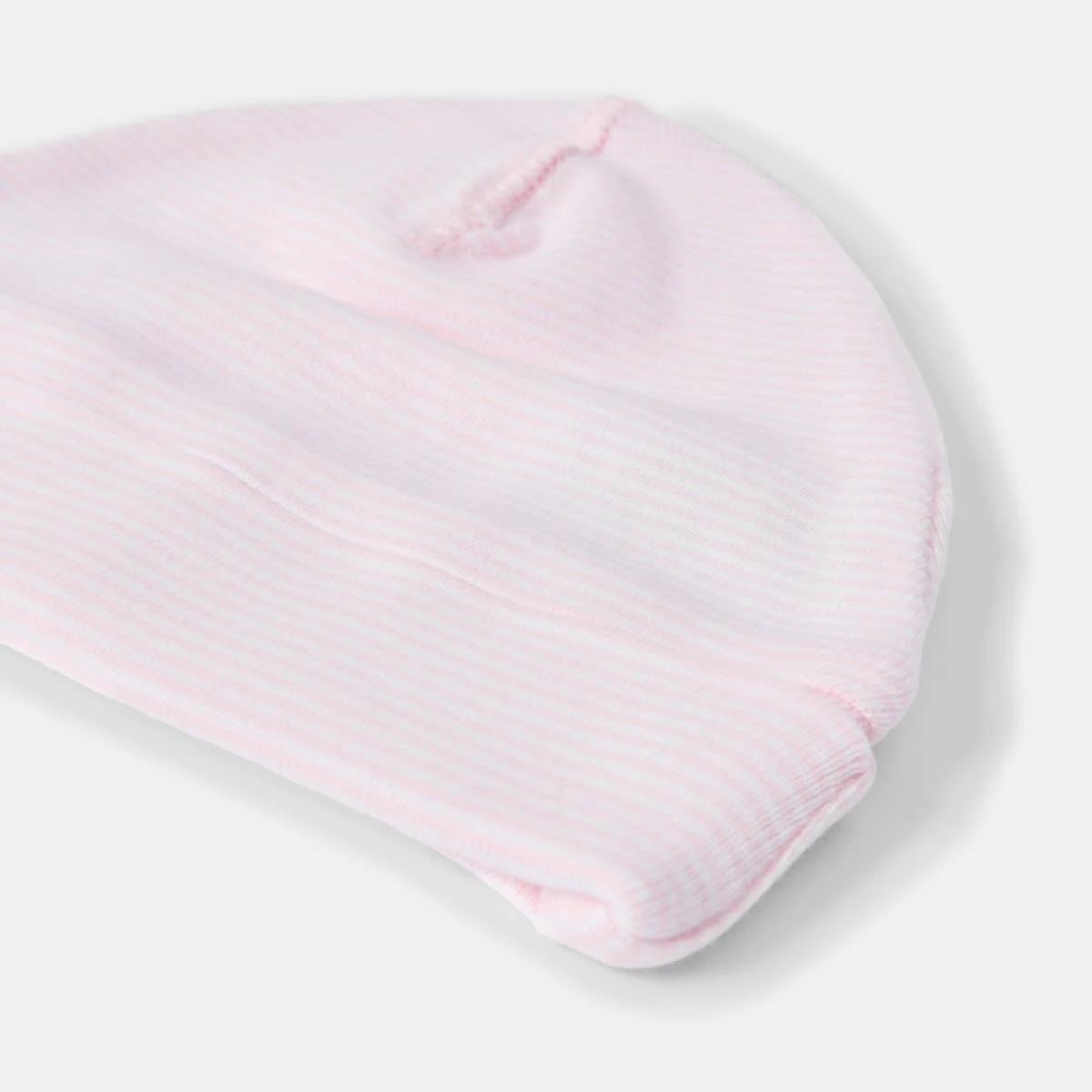 5 2 Pack Newborn Hat and Mittens Set PINK STRIPE AND SPOT, 5 of 8