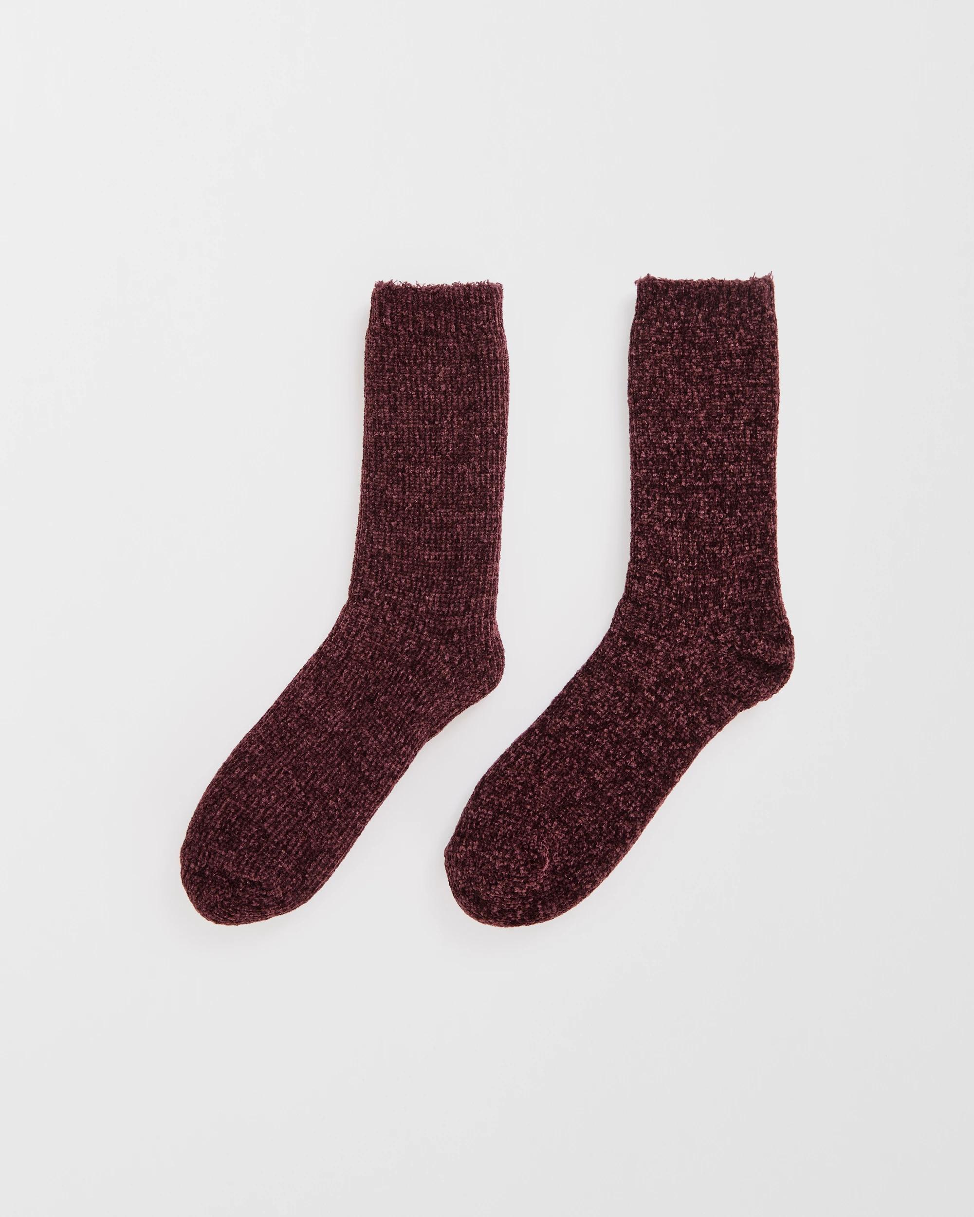 1 Target Woman Chenille Home Crew Socks FUDGE, 1 of 3