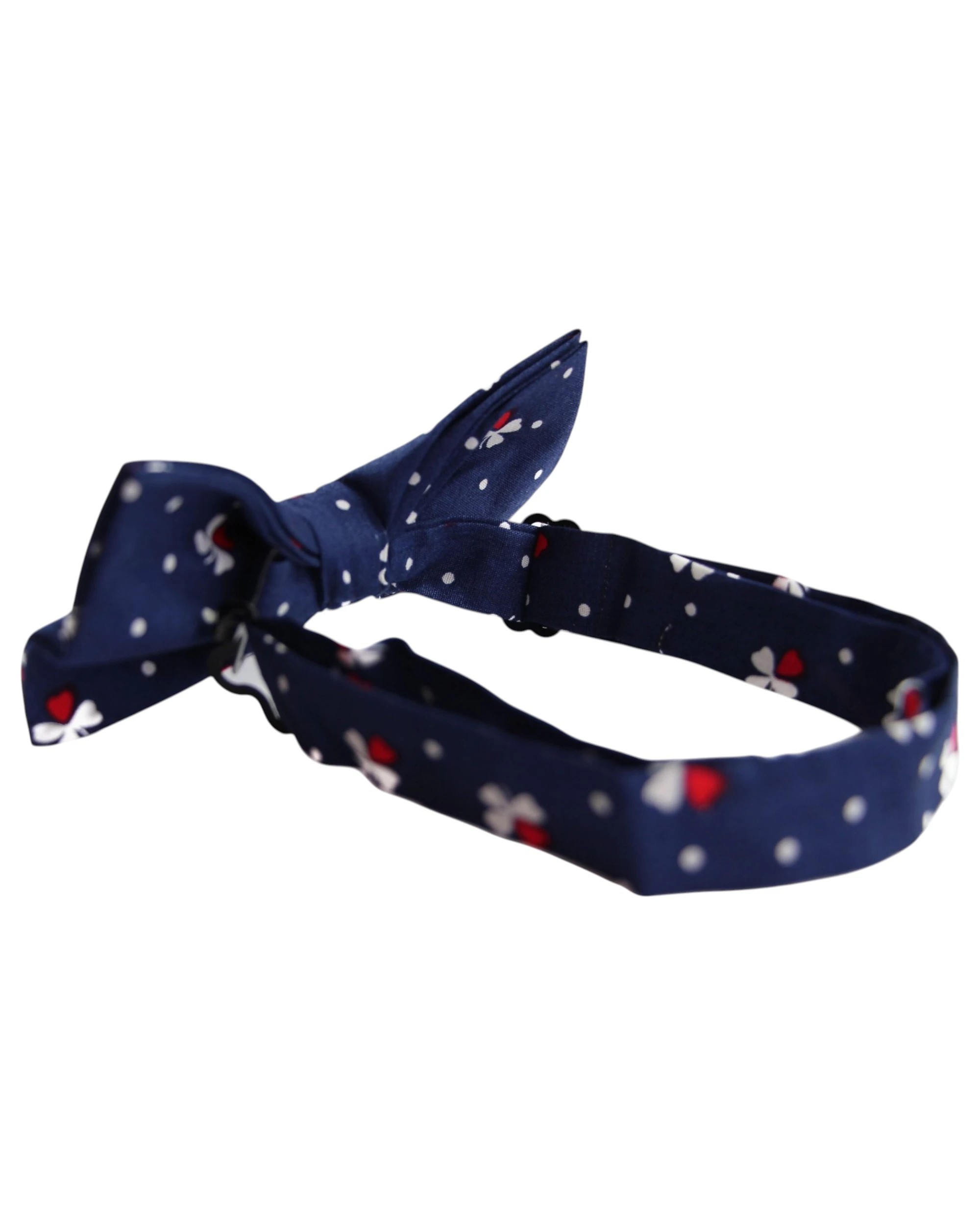 2 Zasel Mens Navy, With Red & White Clover Cotton Bow Tie & Pocket Square Set - Multi, 2 of 4