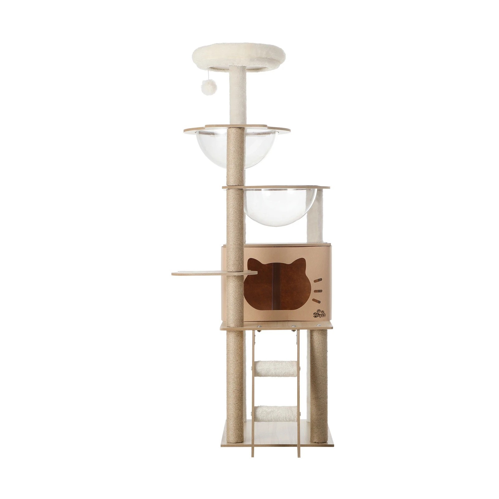 4 Alopet Cat Tree Tower Scratching Post Wood Scratcher Condo Detachable House
 - Natural, 4 of 8