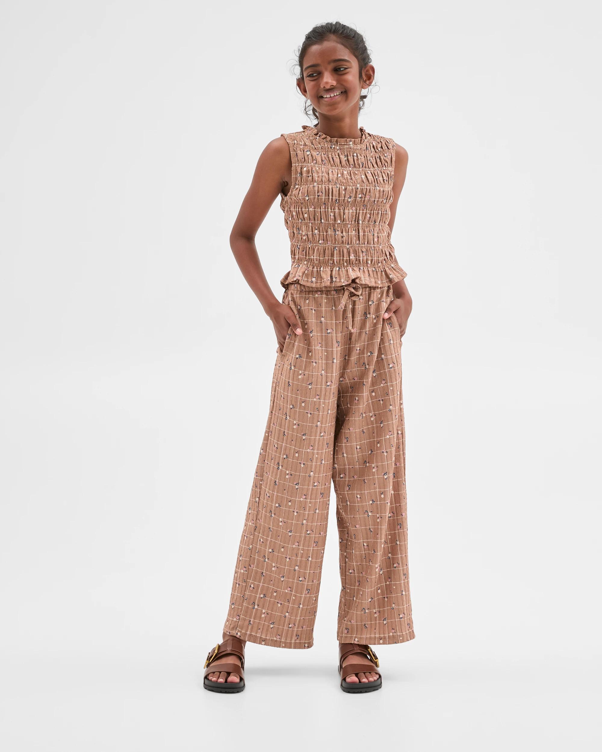 2 Target Kids Textured Knit Tank Top CHECK BROWN, 2 of 7