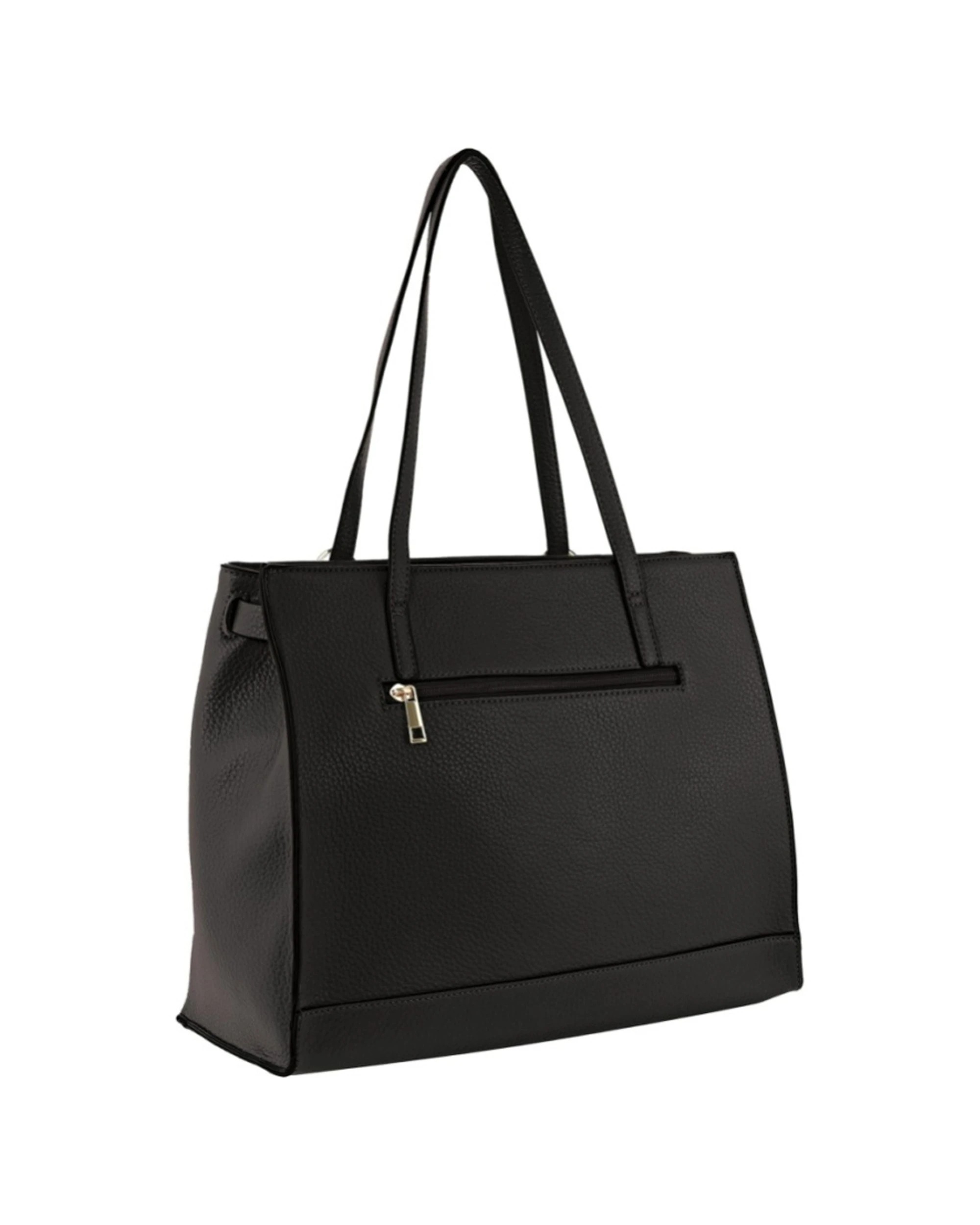 3 Milleni Vegan Leather Tote Handbag With Twin Handles Fits 13" Laptop Hardware - Black, 3 of 5