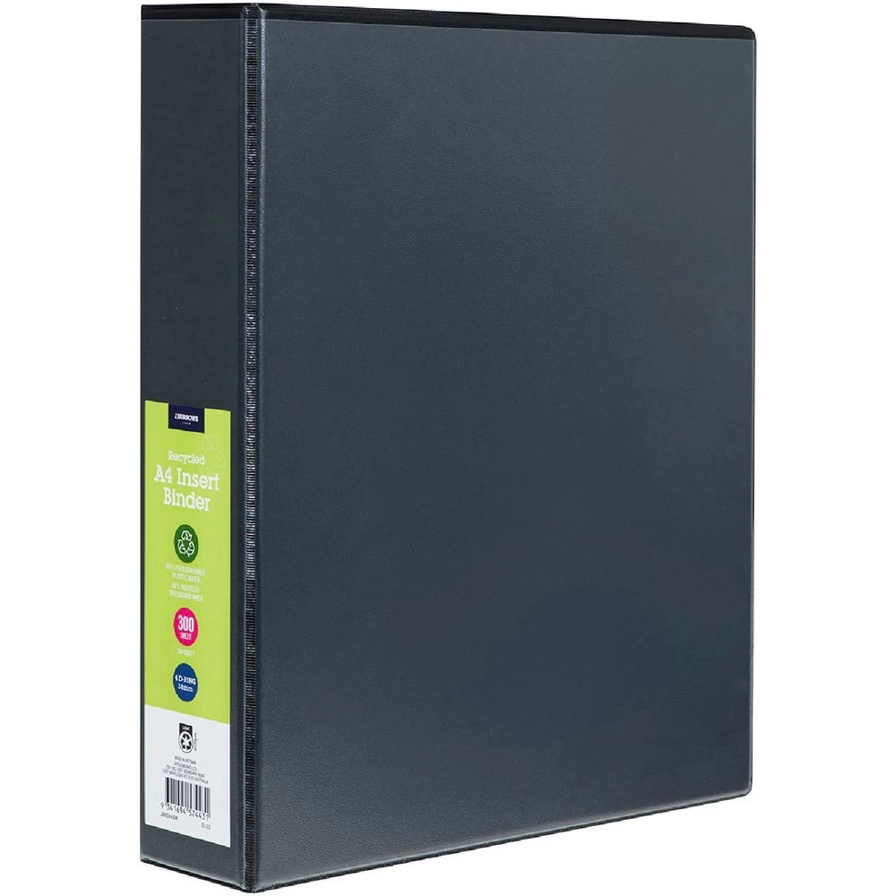 1 J.Burrows Insert Binder A4 4 D-Ring 38mm Black, 1 of 6