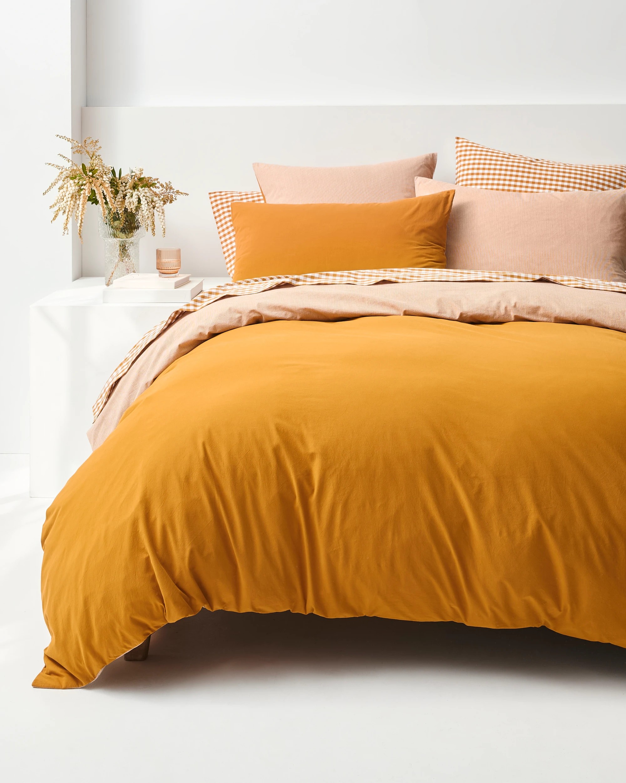 1 Arlo Cotton Stonewash Quilt Cover Set - Super King Bed - Yellow, 1 of 7