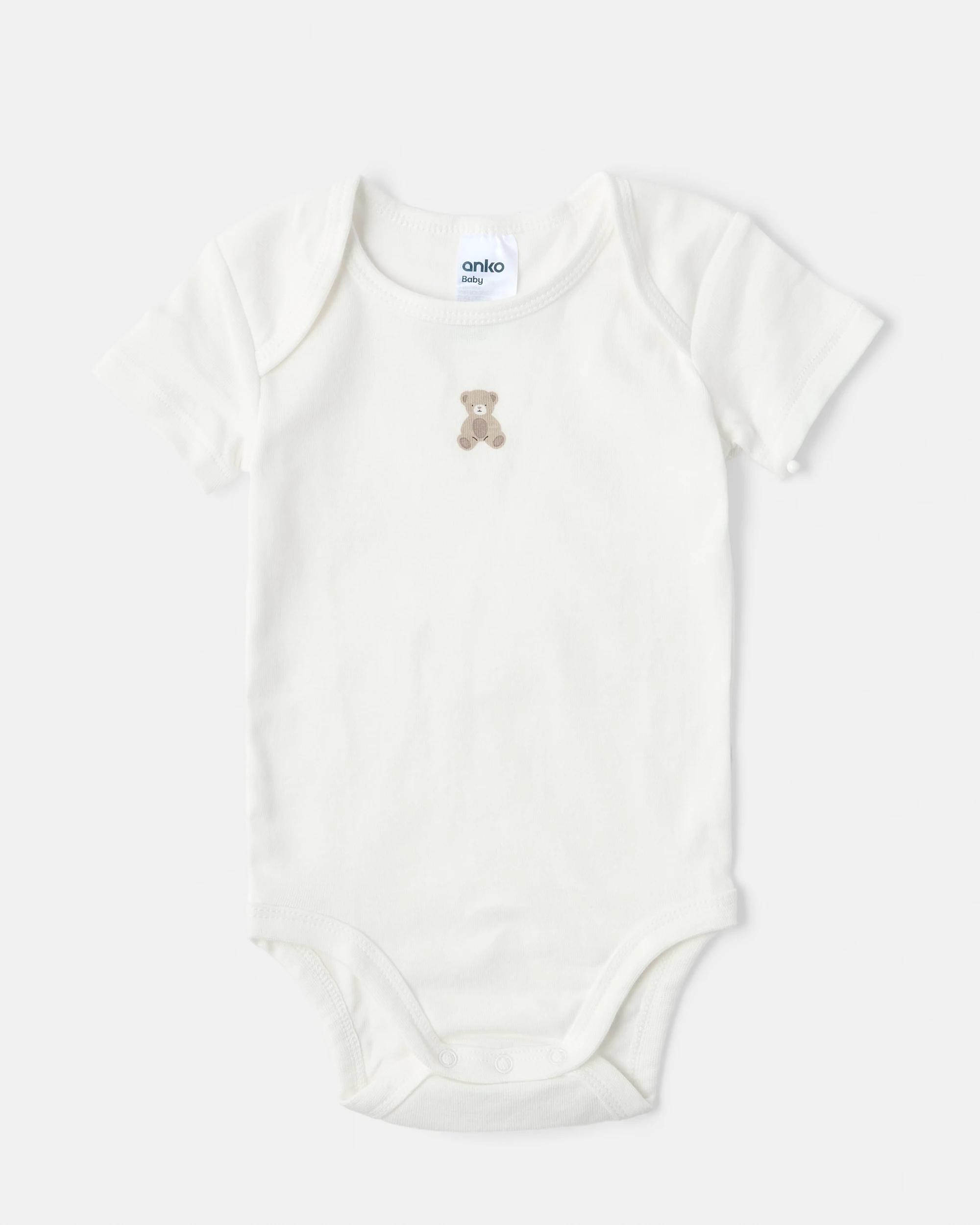 3 5 Pack Short Sleeve Bodysuits Bear, 3 of 10