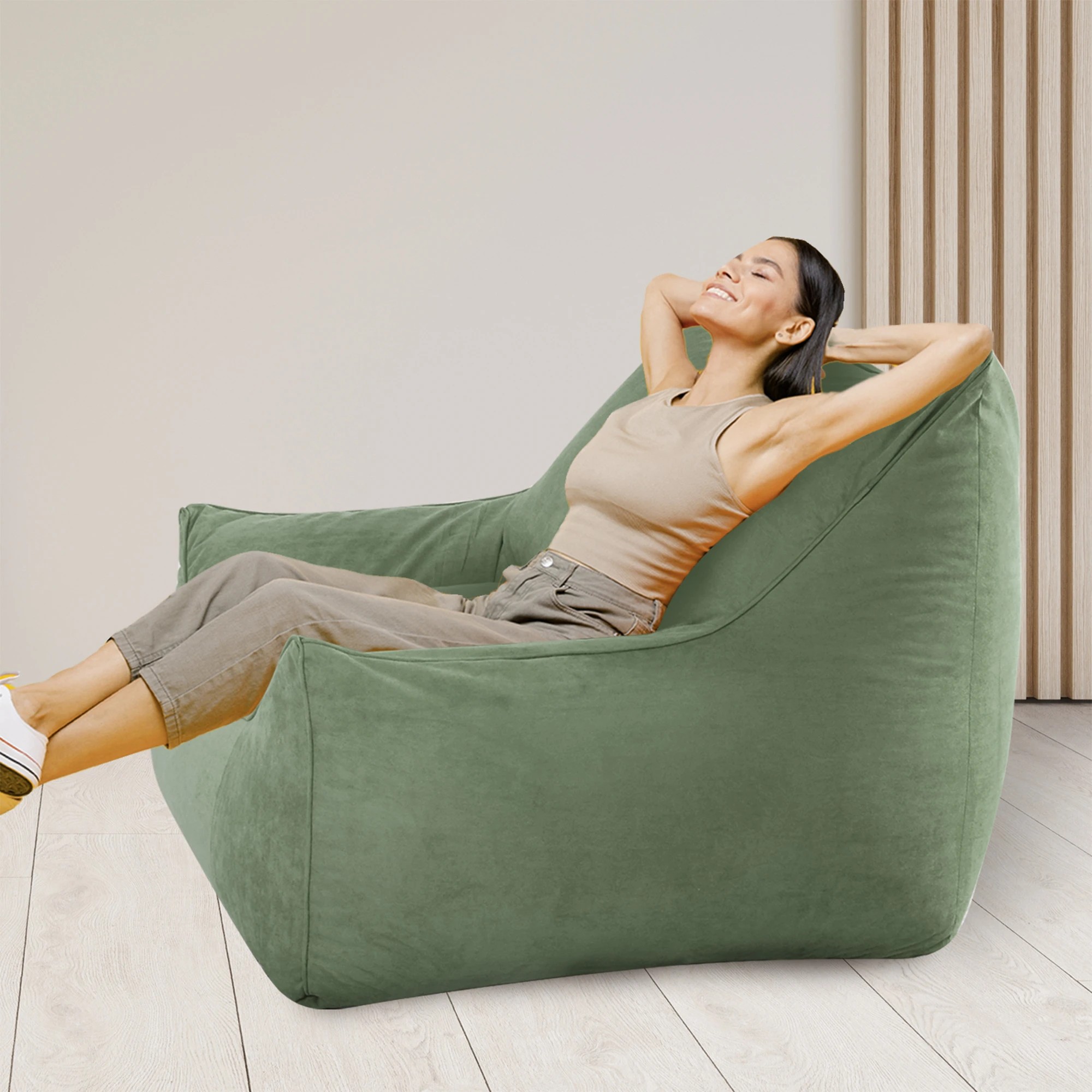 8 Marlow Bean Bag Chair Cover Suede Indoor Home Game Lounger Seat Lazy Sofa - Green - Green, 8 of 9