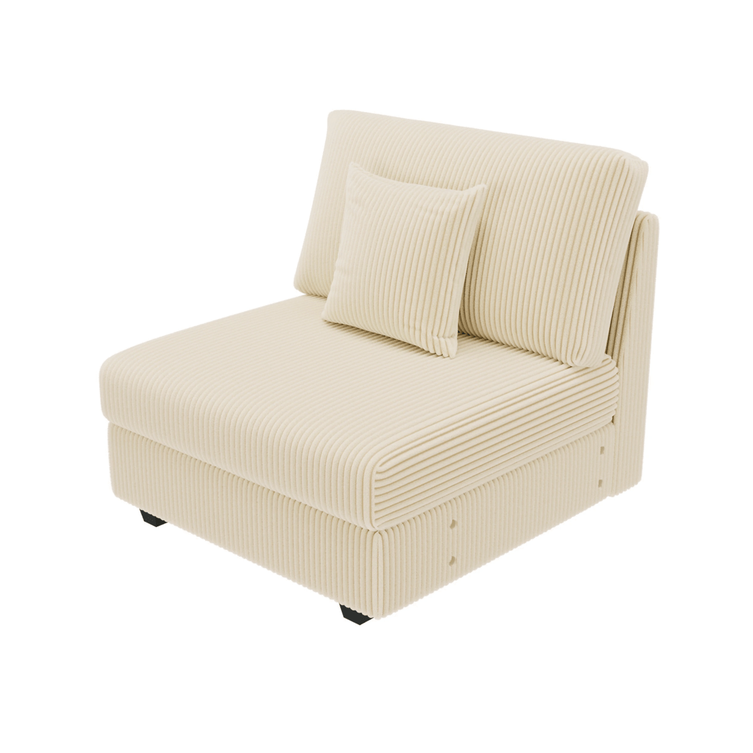 1 Advwin Armless Chair Corduroy Single Sofa Lounge Upholstered Couch W/ Cushion Beige, 1 of 8