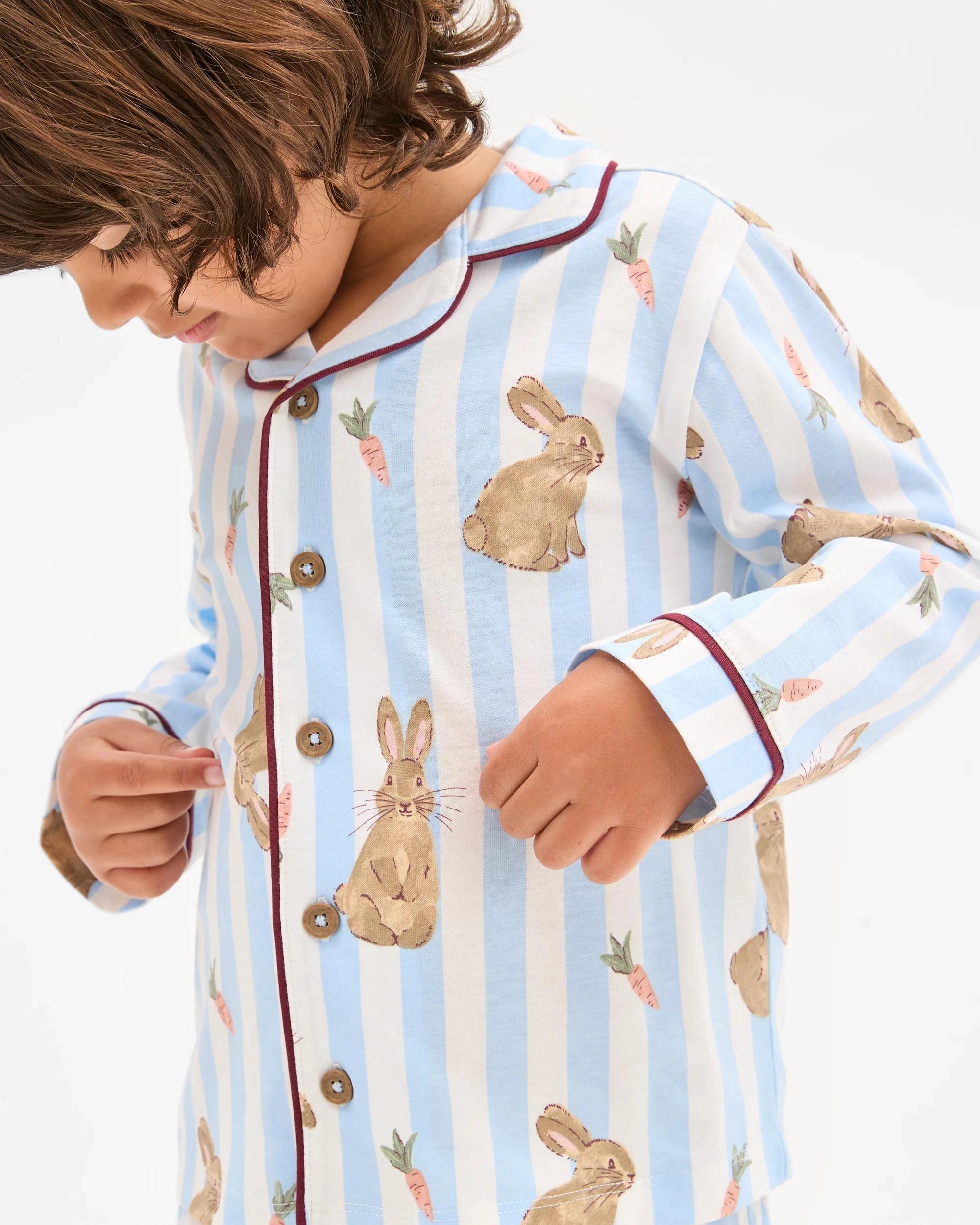 3 Target Kids Family Matching Australian Cotton Easter Younger Kids Pyjama Set - Bunny Stripe BUNNY BLUE, 3 of 9