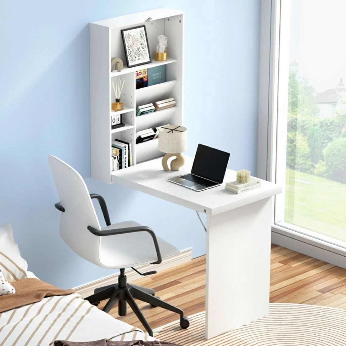 4 Artiss Computer Desk Bookshelf Wall Mount - White, 4 of 7