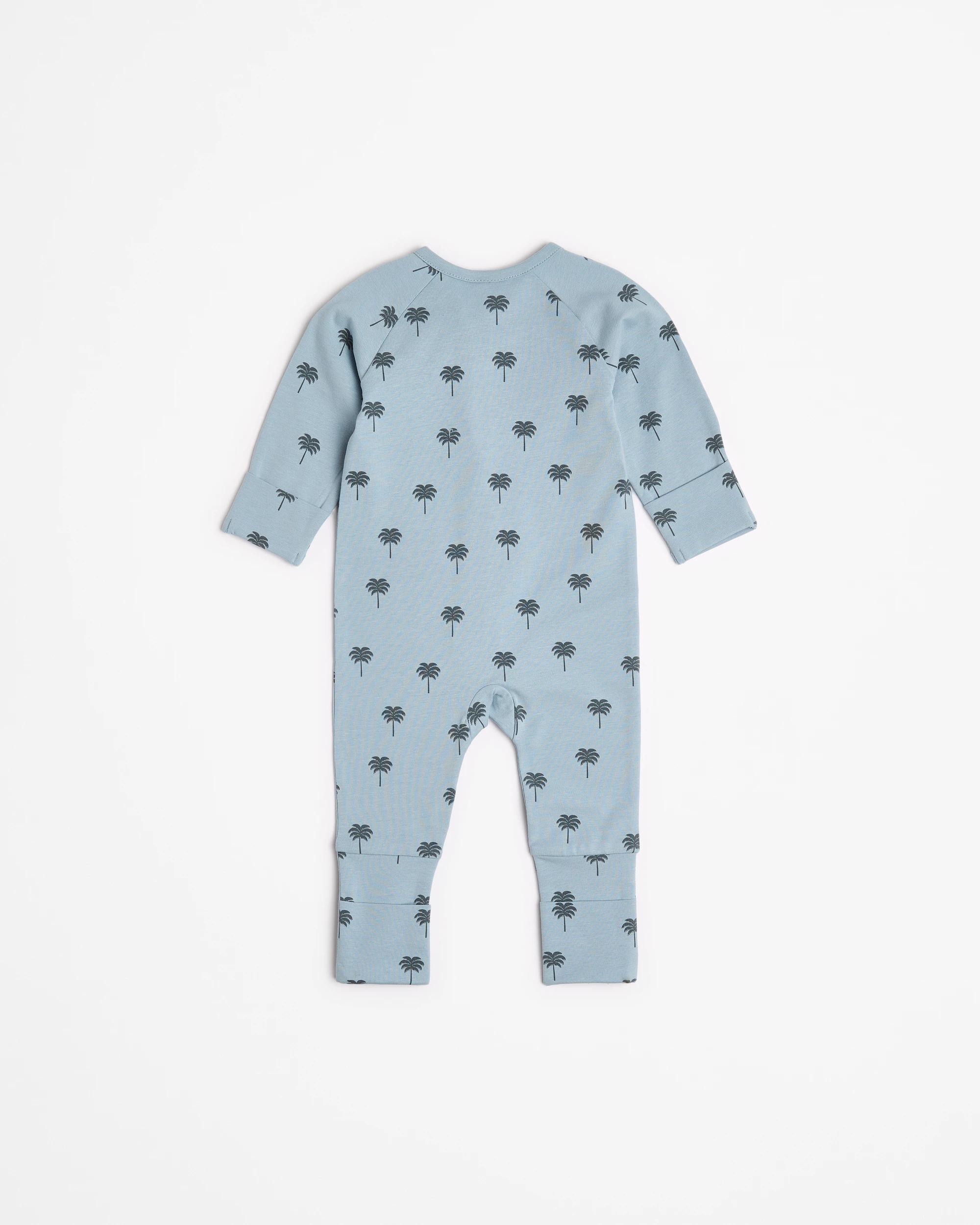 3 Target Organic Cotton Baby Footless Coverall BLUE TEAL PALM TREES, 3 of 3