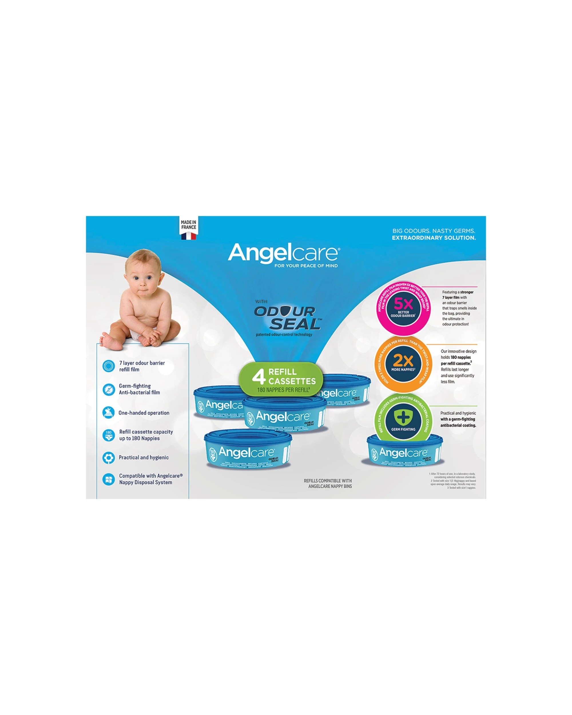 1 Angelcare 4pk Baby Nappy Diaper Disposal Cassette Refills
 - Blue, 1 of 2