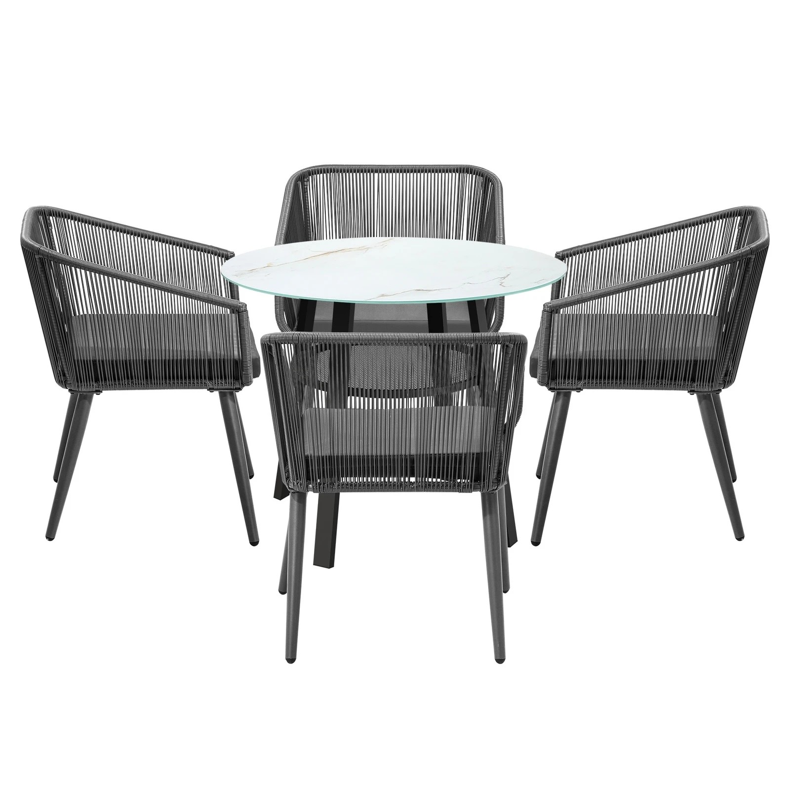 7 Livsip 5pcs Outdoor Dining Setting Marble-style Table Patio Furniture Bistro Set - Multi, 7 of 9