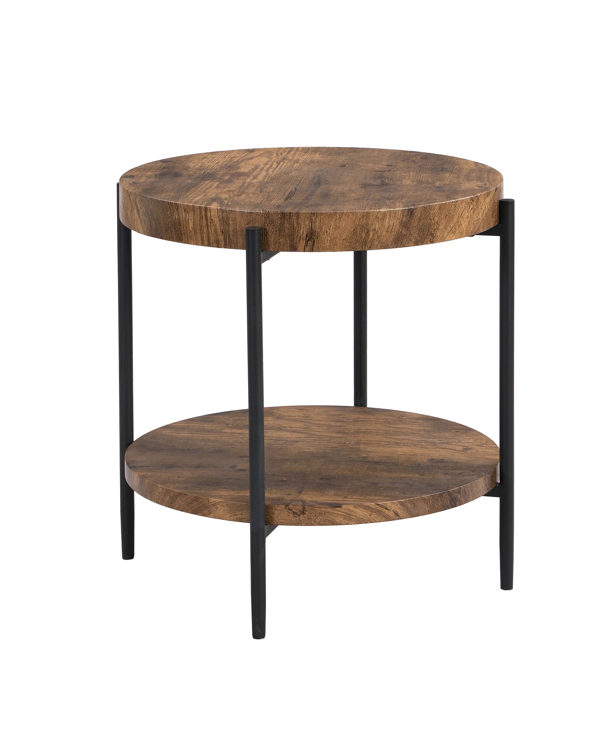 5 IHOMDEC 2 Tier MDF Steel Round Side Table, 5 of 5