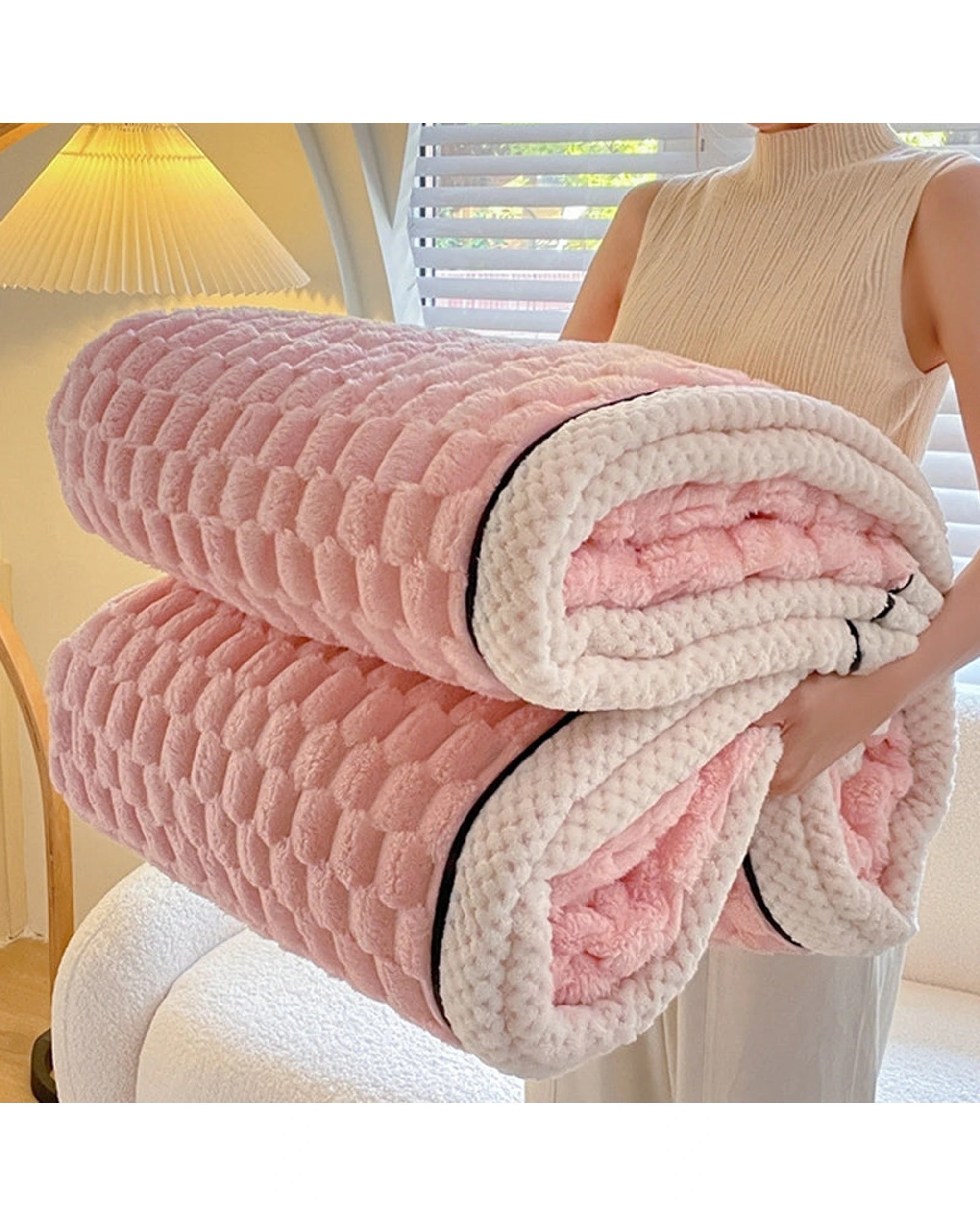 3 Cotton More Large Soft Microsherpa Bed Blanket Throw 200x230cm - Pink, 3 of 6