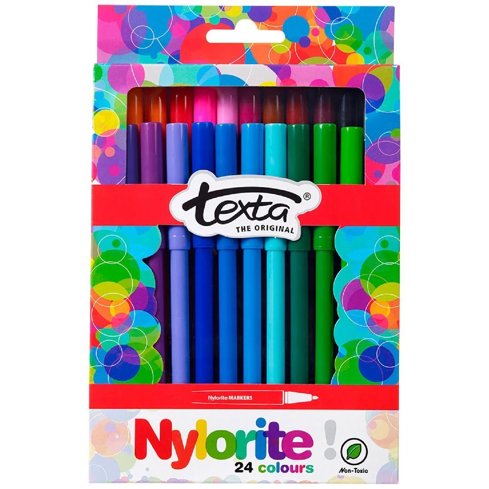 1 Texta Nylorite Coloured Markers Assorted 24 Pack, 1 of 2