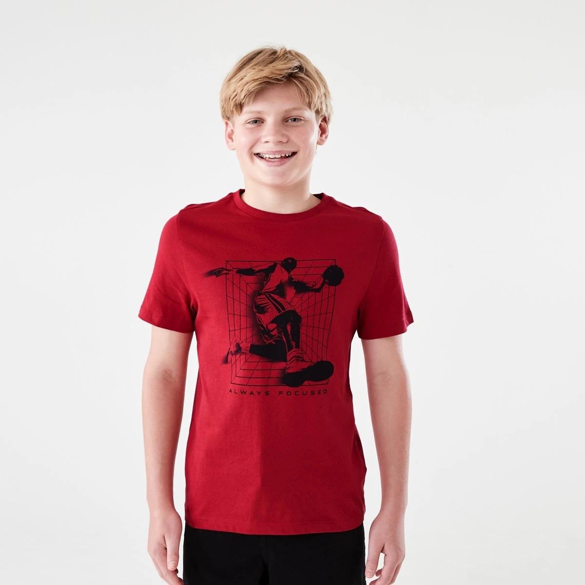 1 Short Sleeve Print T-shirt ALWAYS FOCUSED BBALL RED, 1 of 6