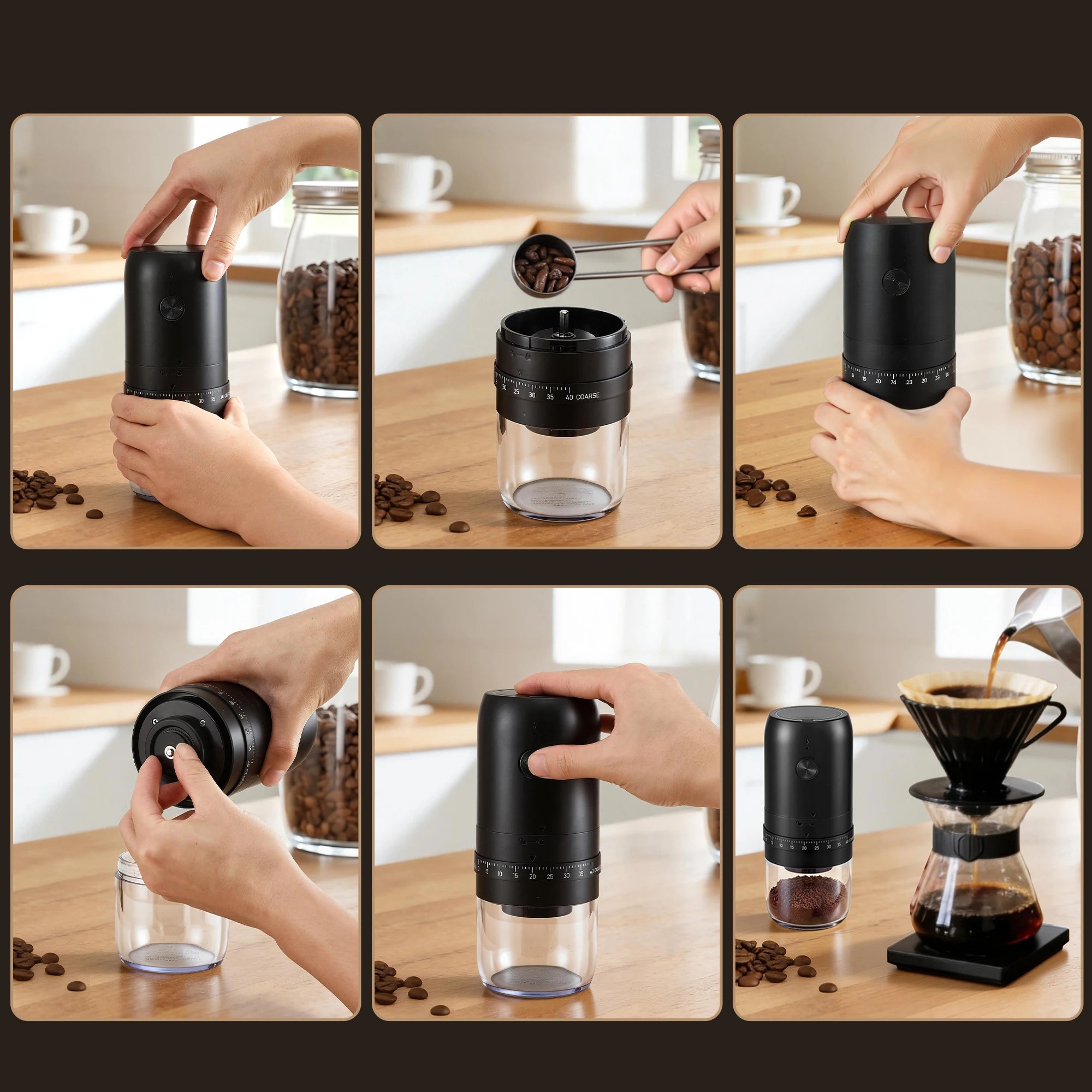 8 Devanti Portable Electric Coffee Grinder USB-C Rechargeable Spice Mill with 40 Settings Home Office - Black, 8 of 9