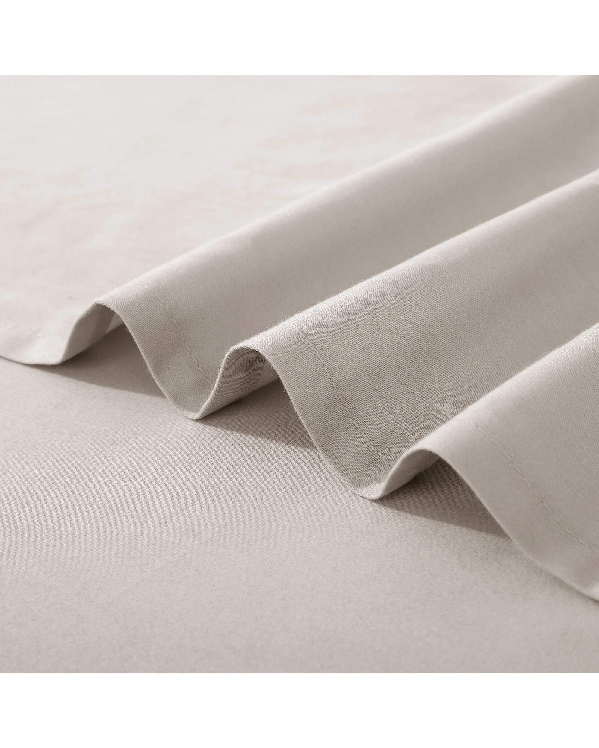 3 ESSN 500TC Cotton Sateen Flat Sheet - Queen Bed - Stone, 3 of 5