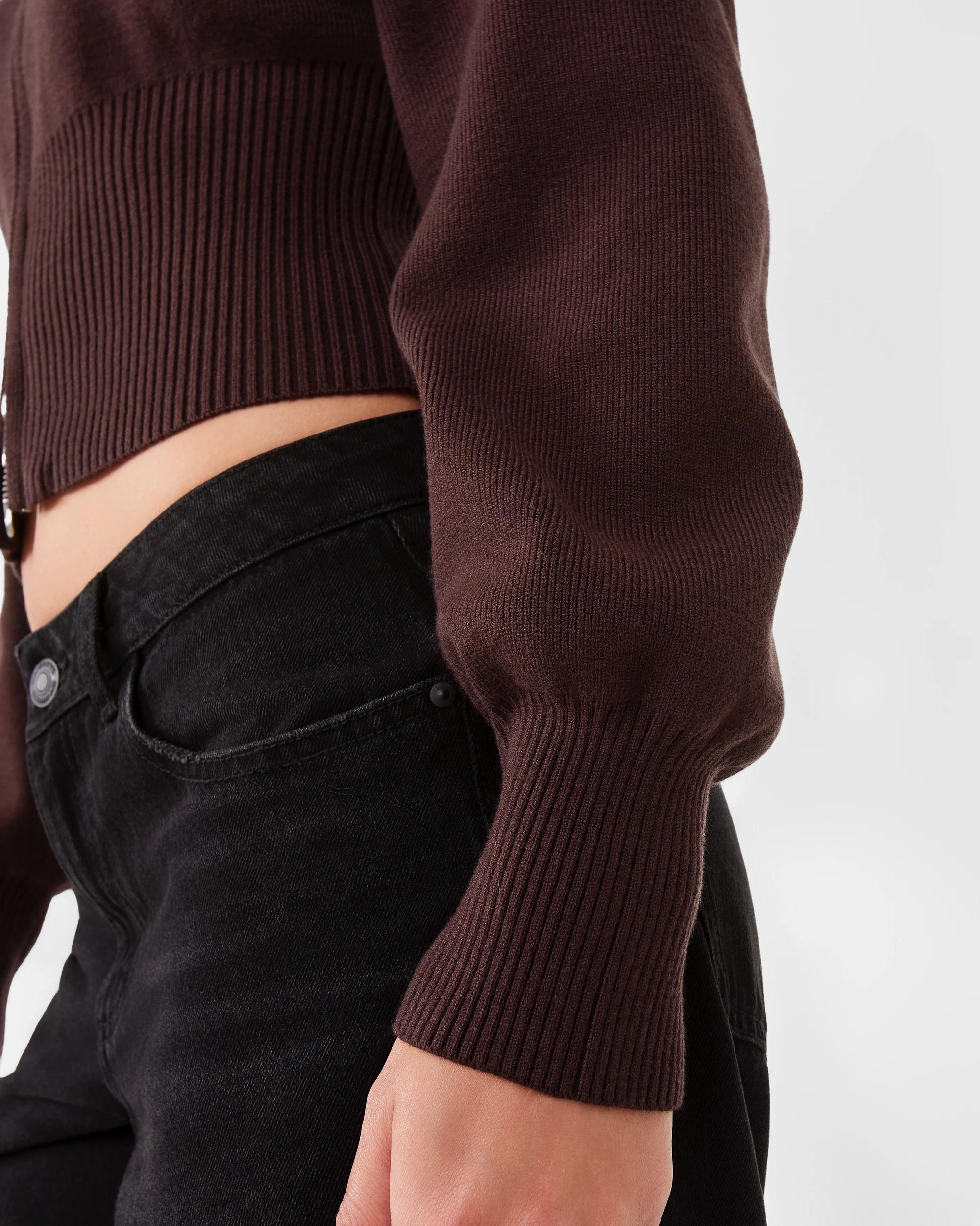 8 Zip Front Knit Cardigan Choc Plum, 8 of 8