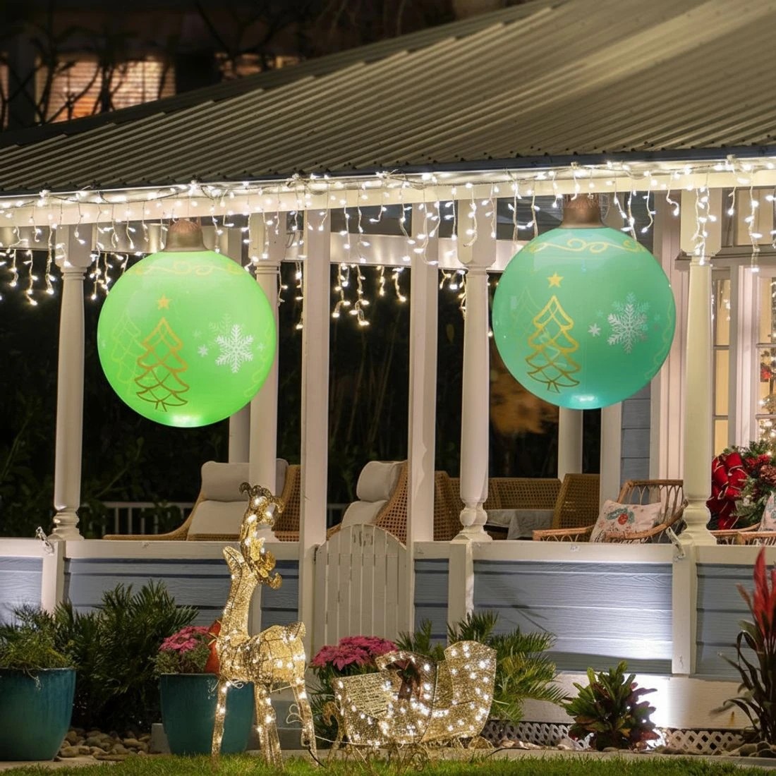 6 Jingle Jollys Christmas Inflatable Ball 60cm Led Illuminated Xmas Decoration Durable Space Saving Modern Decor - Green, 6 of 7