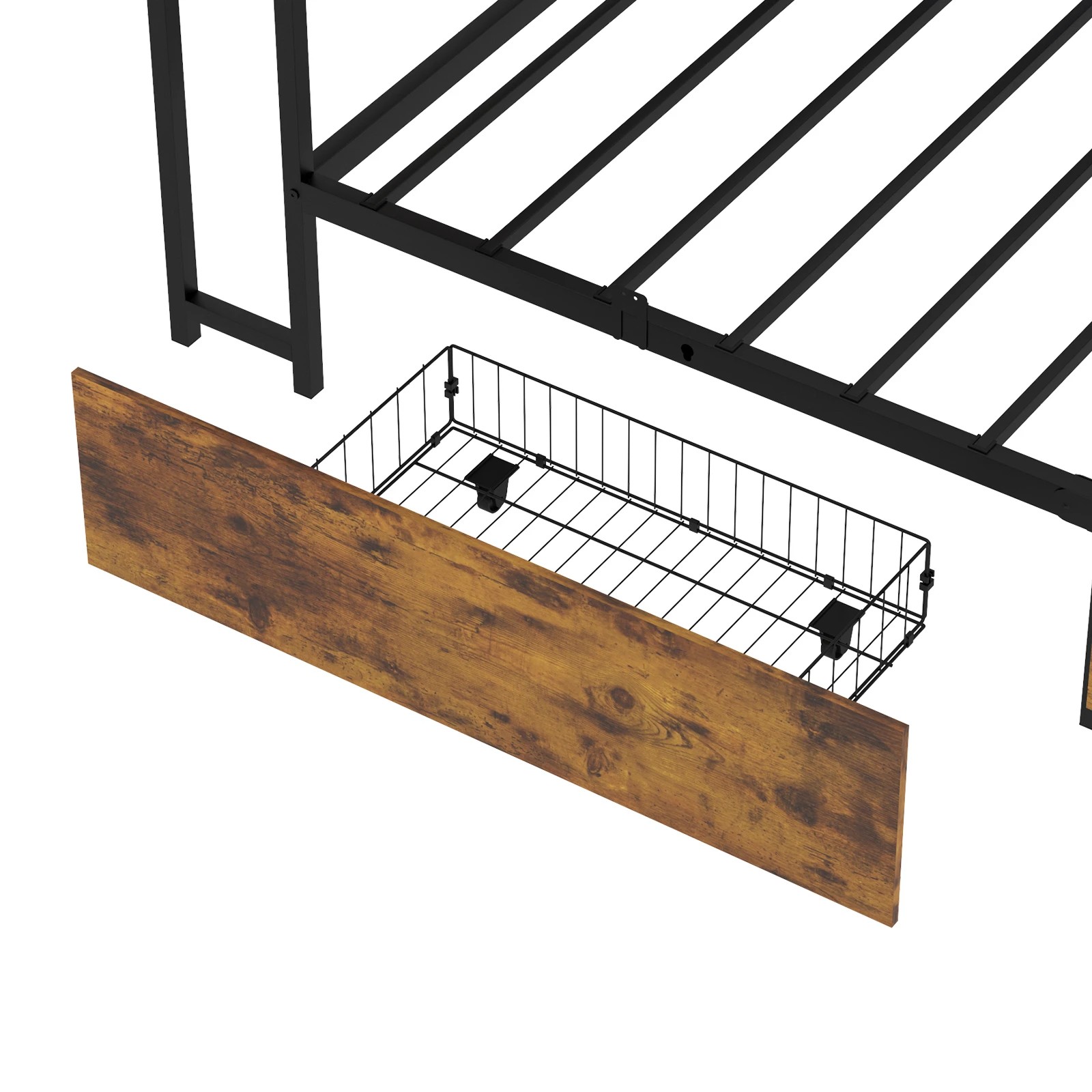 5 Advwin King Single Corner Bed Frame with Storage Drawers, Charging Station and LED Lights - Brown, 5 of 10