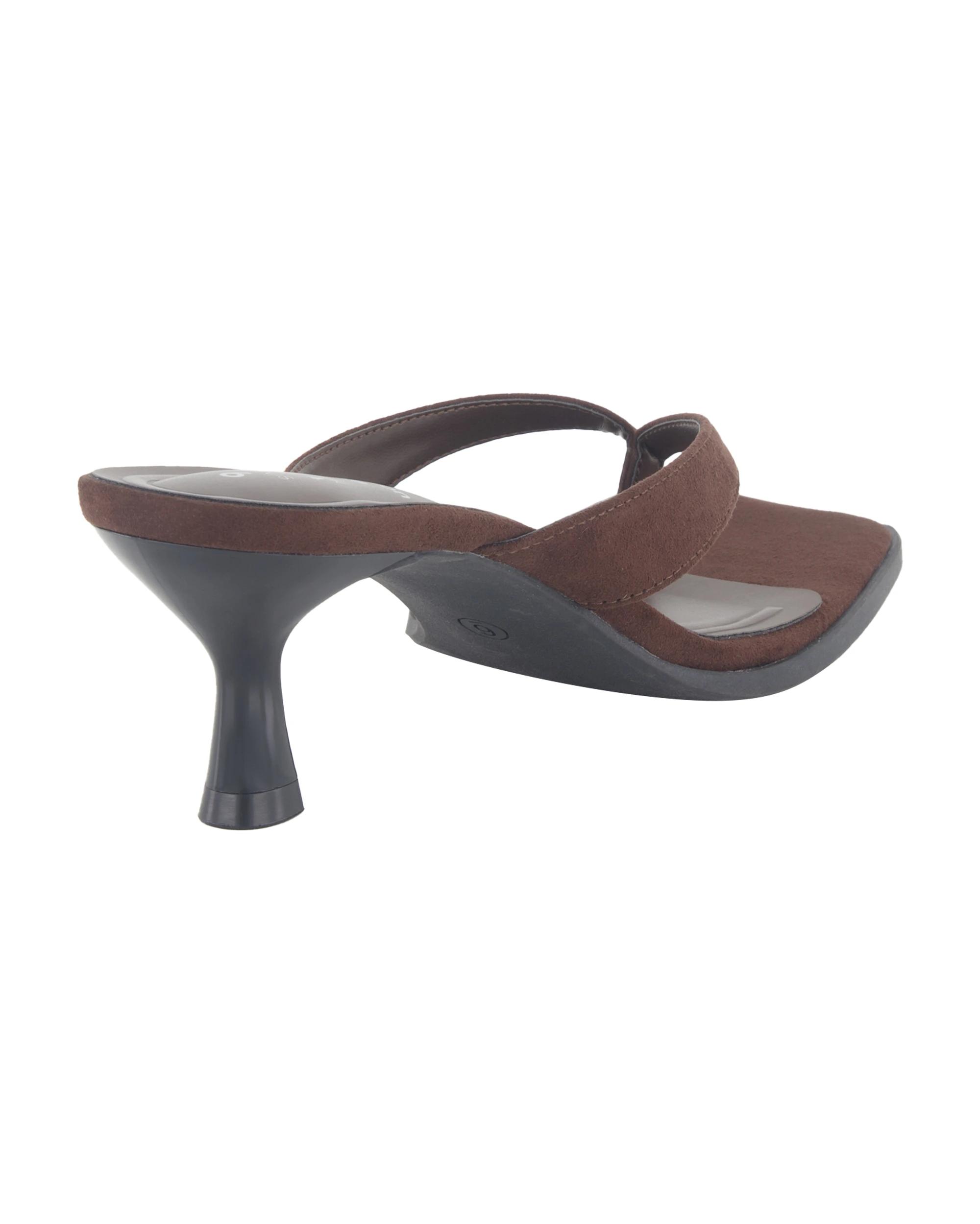 4 Toe Post Kitten Heels Chocolate, 4 of 5