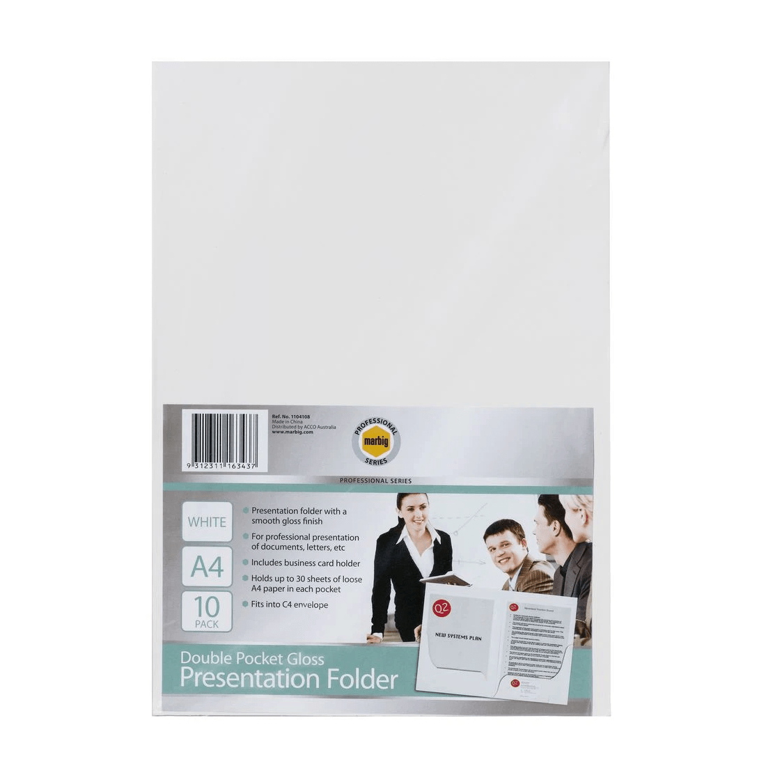 2 Marbig A4 Presentation Folder Double Pocket White 10 Pack, 2 of 2