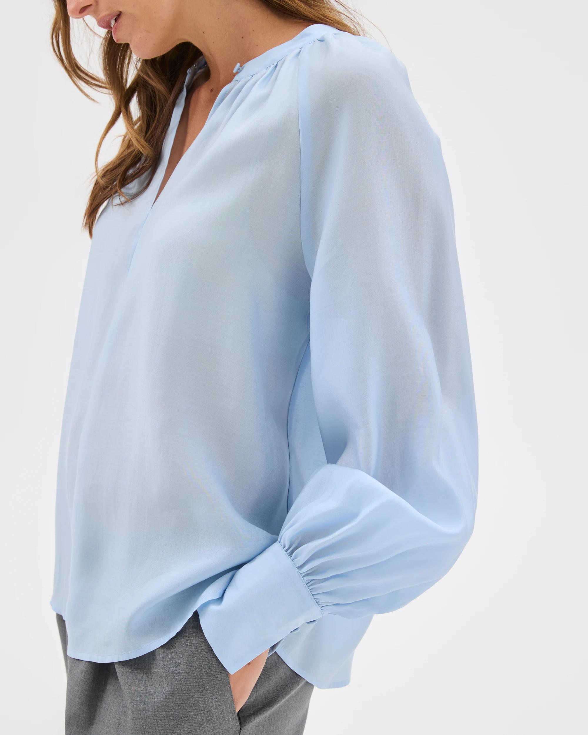 5 Preview Long Sleeve Soft Drape Blouse BLUE MIST, 5 of 6