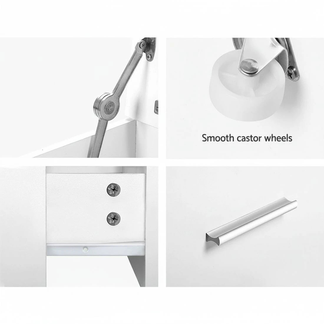 8 Artiss 2-in-1 Dressing Table Stool Set Bedside Table Vanity Mirror Stool Set Makeup Storage Easy Assembly - White, 8 of 8