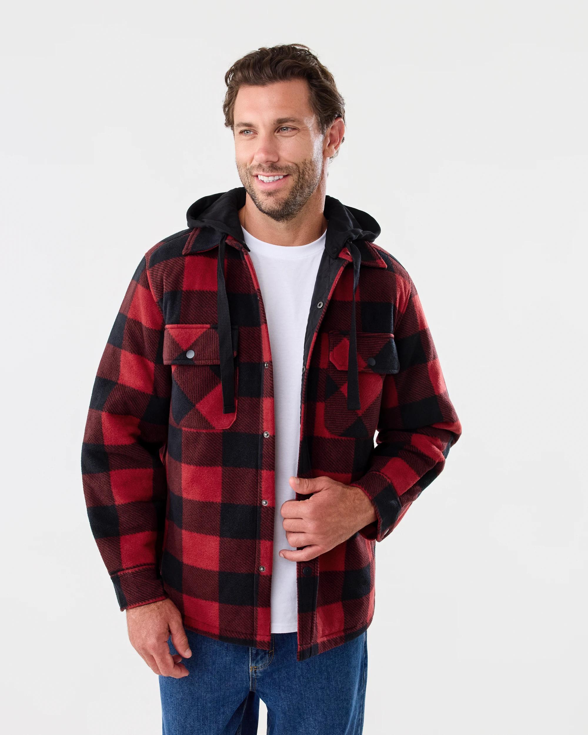 1 Workwear Padded Industrial Jacket Red Check, 1 of 8