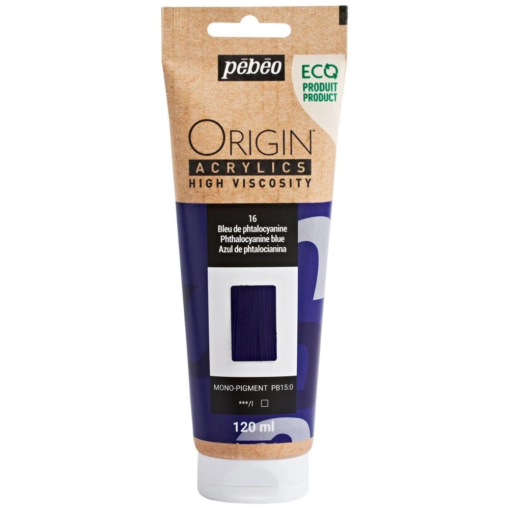 1 Pebeo Origin Acrylic Paint 120mL Phthalocyanine Blue, 1 of 2