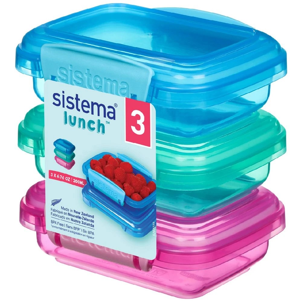 1 Sistema Lunch Rectangular 200mL 3Pk Pink/Blue/Teal, 1 of 1