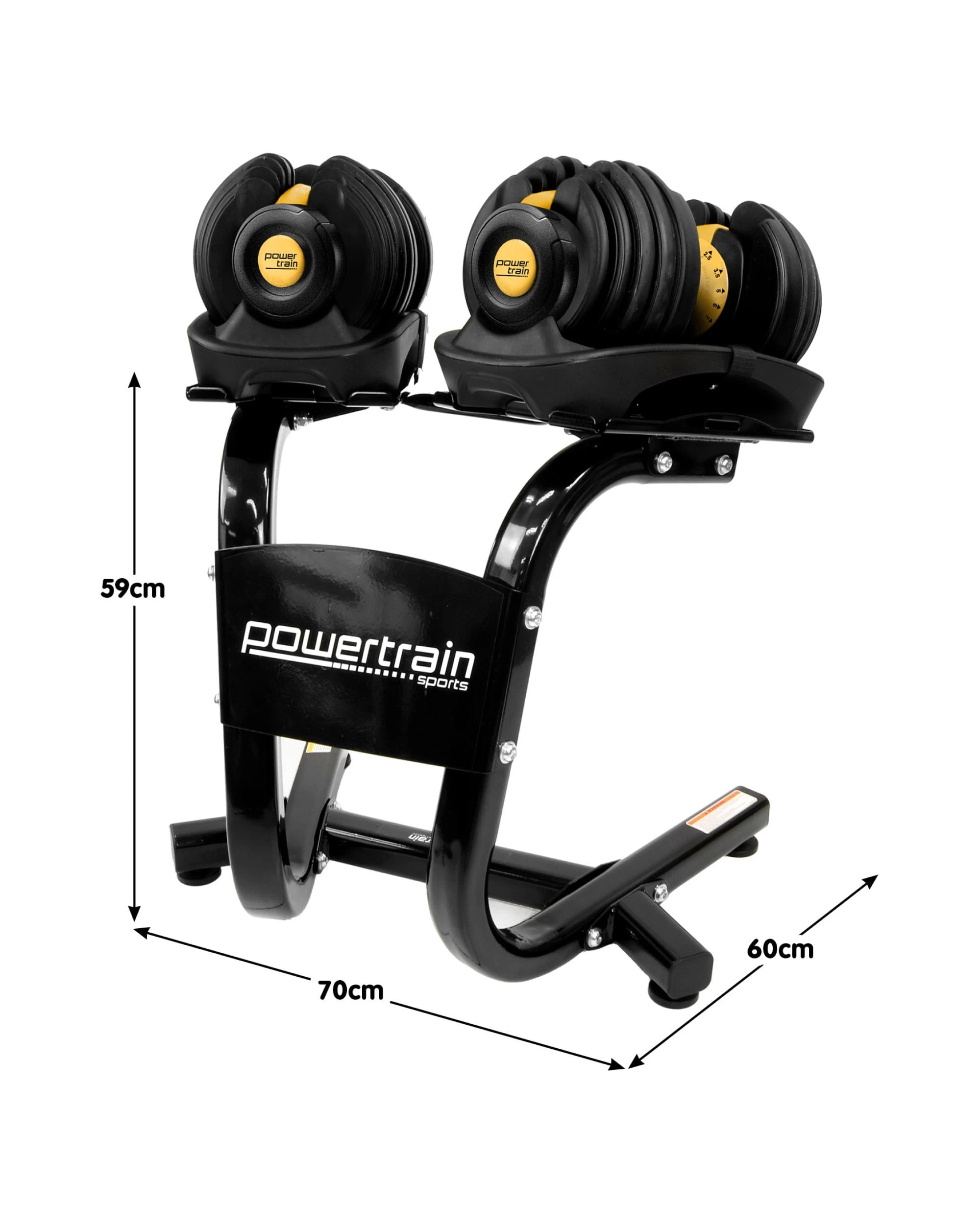 2 Powertrain 48kg Adjustable Dumbbells Set Home Gym Exercise Free Weights Stand - Gold, 2 of 8