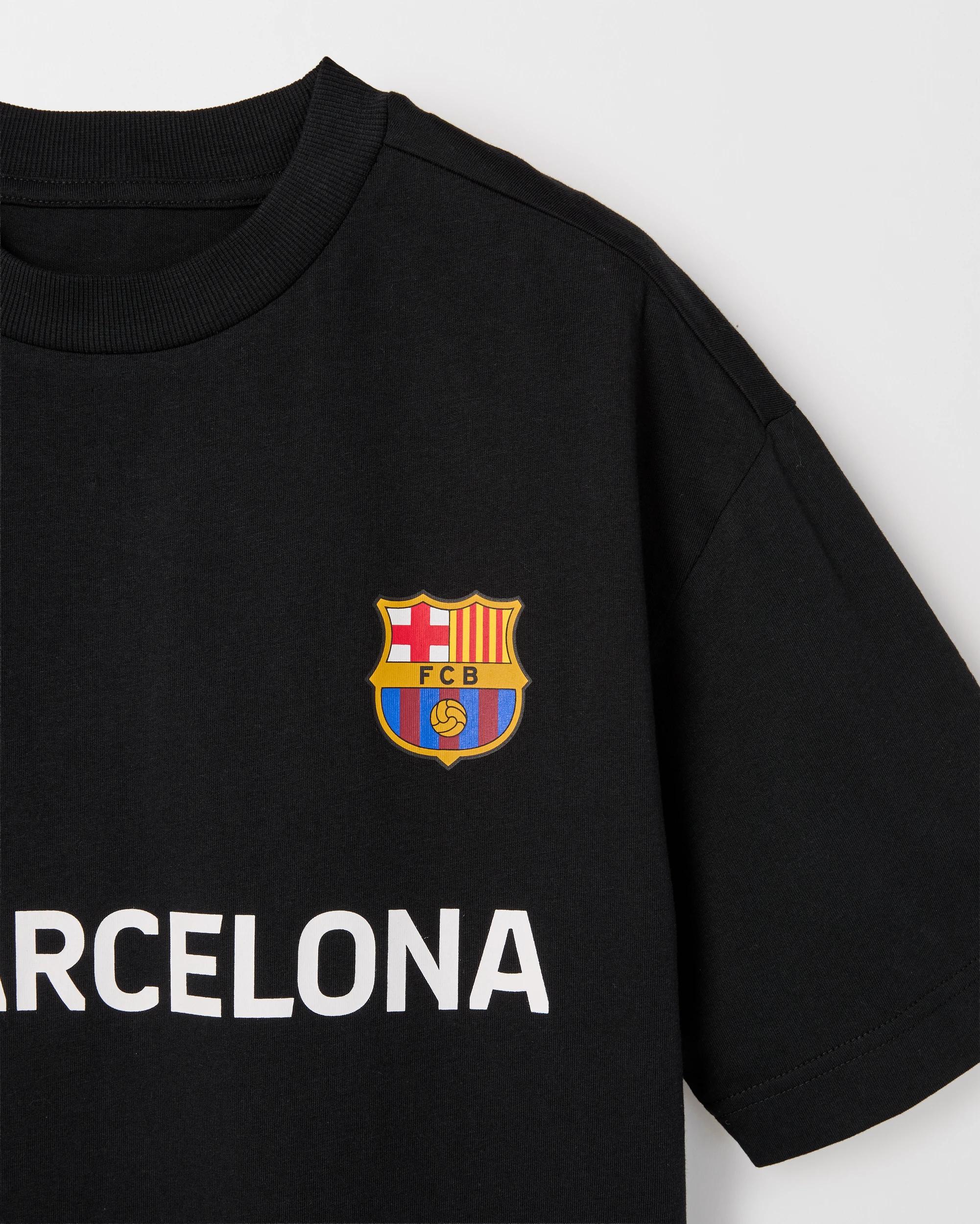 6 UEFA Champions League Barcelona FC Australian Cotton Oversized T-Shirt BLACK, 6 of 6