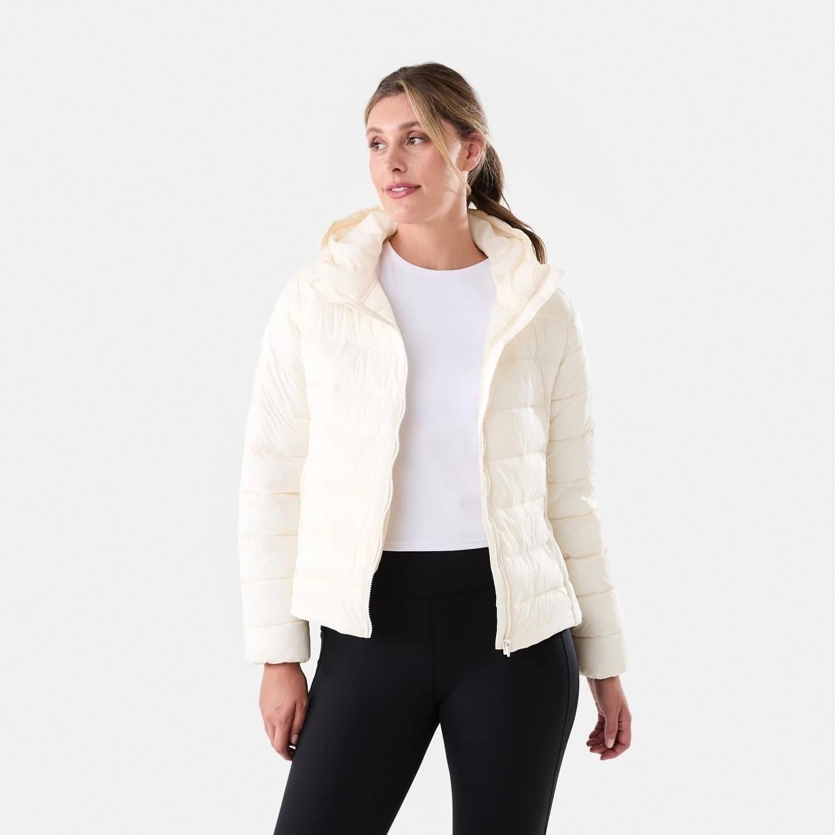 1 Active Womens Packable Puffer Jacket Ecru, 1 of 7