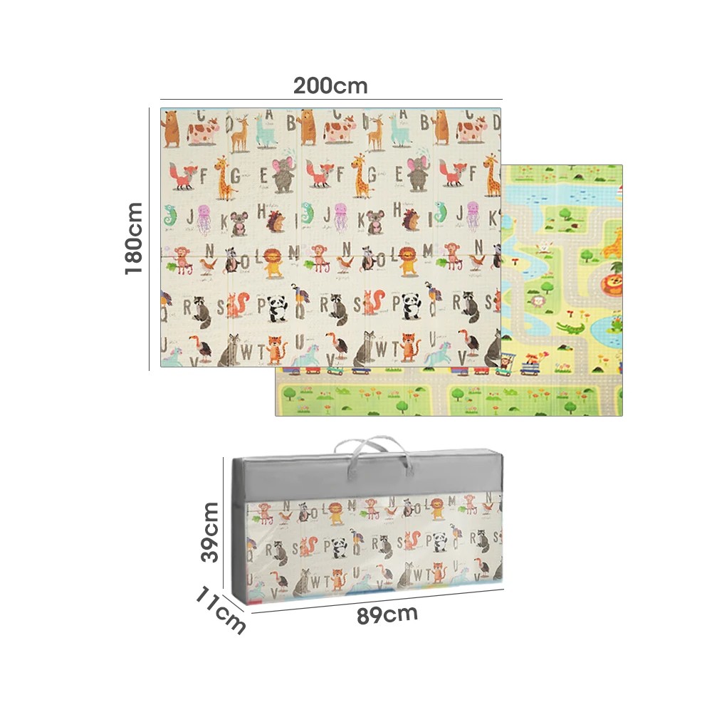 2 Playpals Kids Play Mat Baby Crawling XPE Foam Double Folding Pad Non-slip Carpet - Multi, 2 of 3